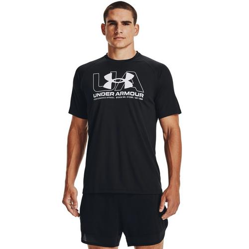 Black/White - Under Armour - Wordmark Velocity Mens Performance T Shirt - 2