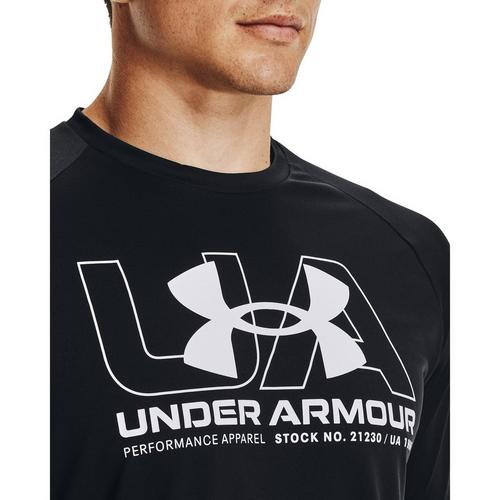Black/White - Under Armour - Wordmark Velocity Mens Performance T Shirt - 5