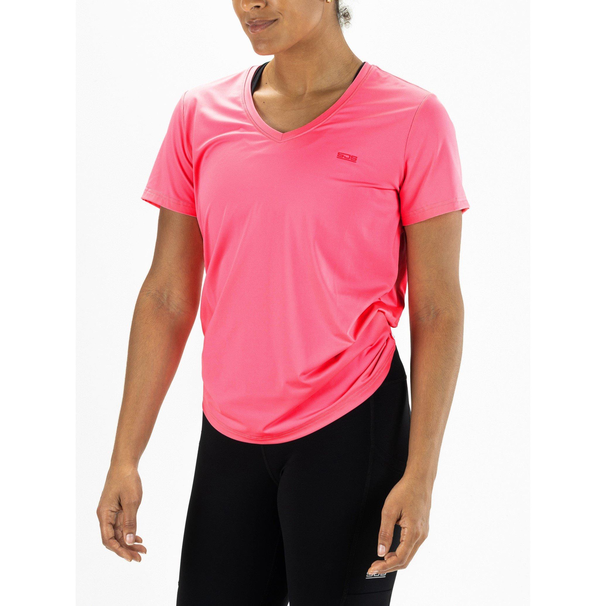 Sjeng Sports Women's Ines Short Sleeve Performance Gym Top - Pink Candy - 8 (XS)