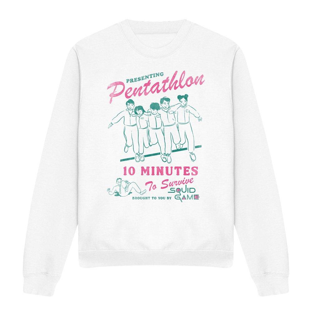 White - Squid Game - SQUID GAME PENTATHLON RACE COMIC Sweatshirt White - 4