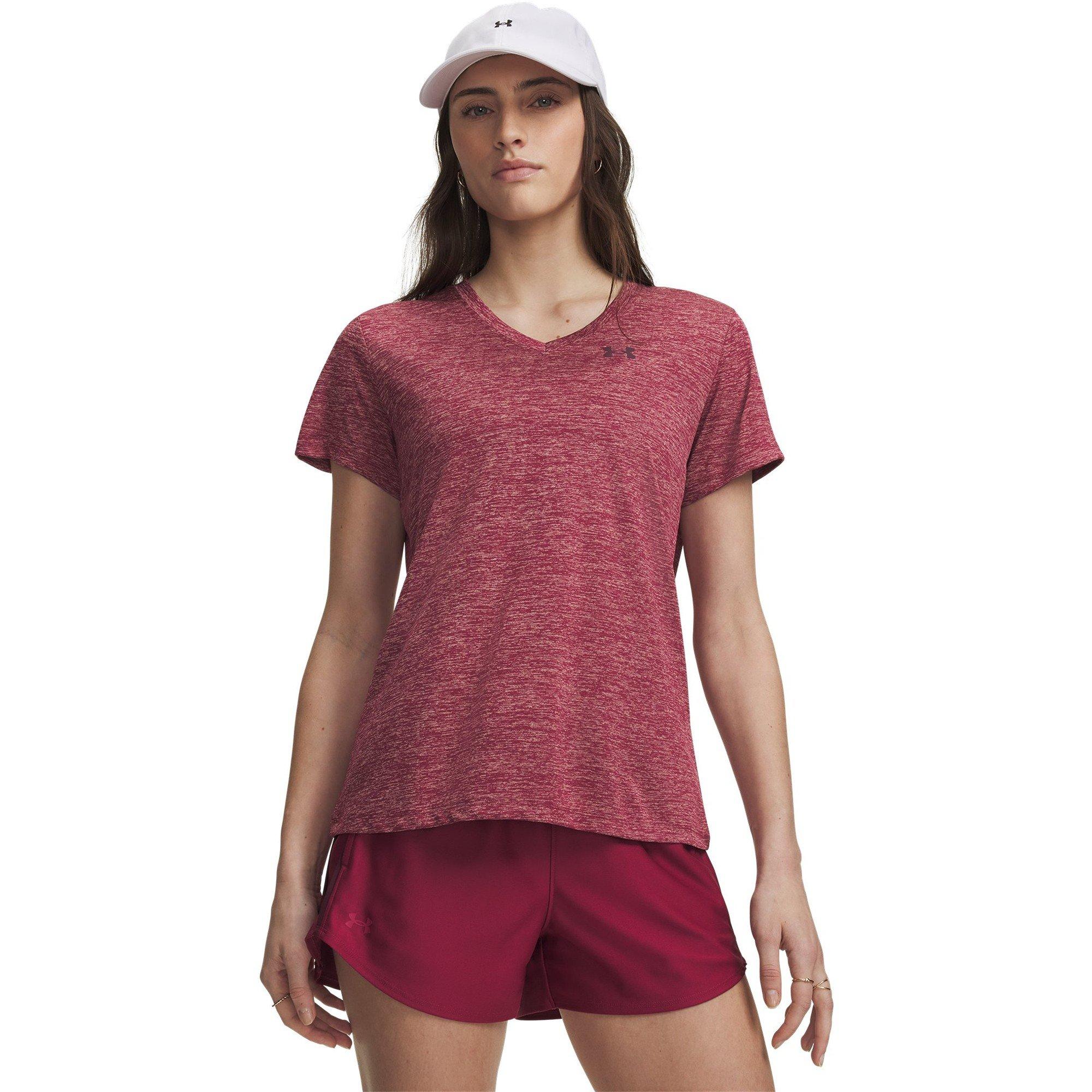 Under Armour Women's Tech™ Twist V-Neck Short Sleeve - Claret - 8 (XS)