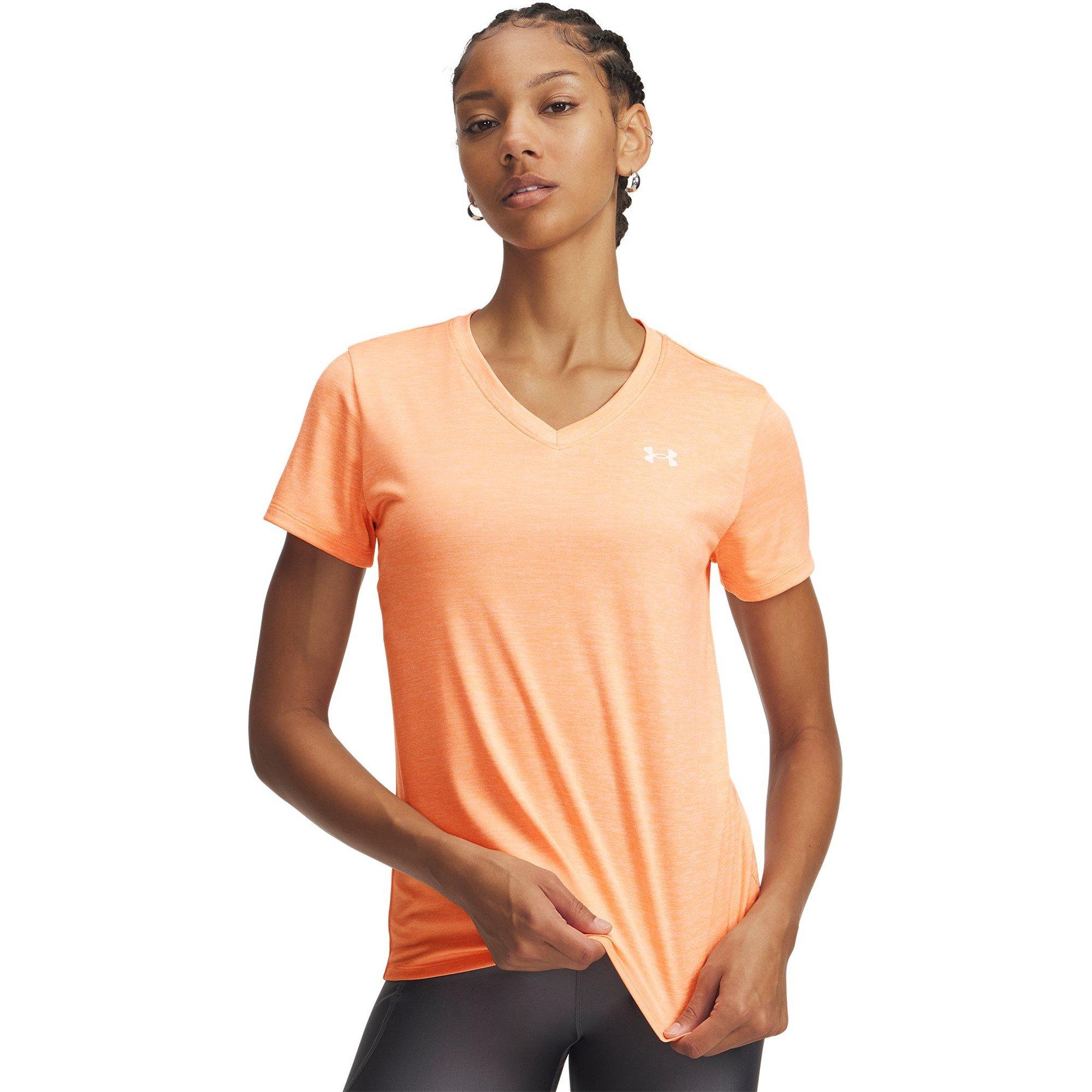 Under Armour Women's Tech™ Twist V-Neck Short Sleeve - Orange Bloc - 10 (S)