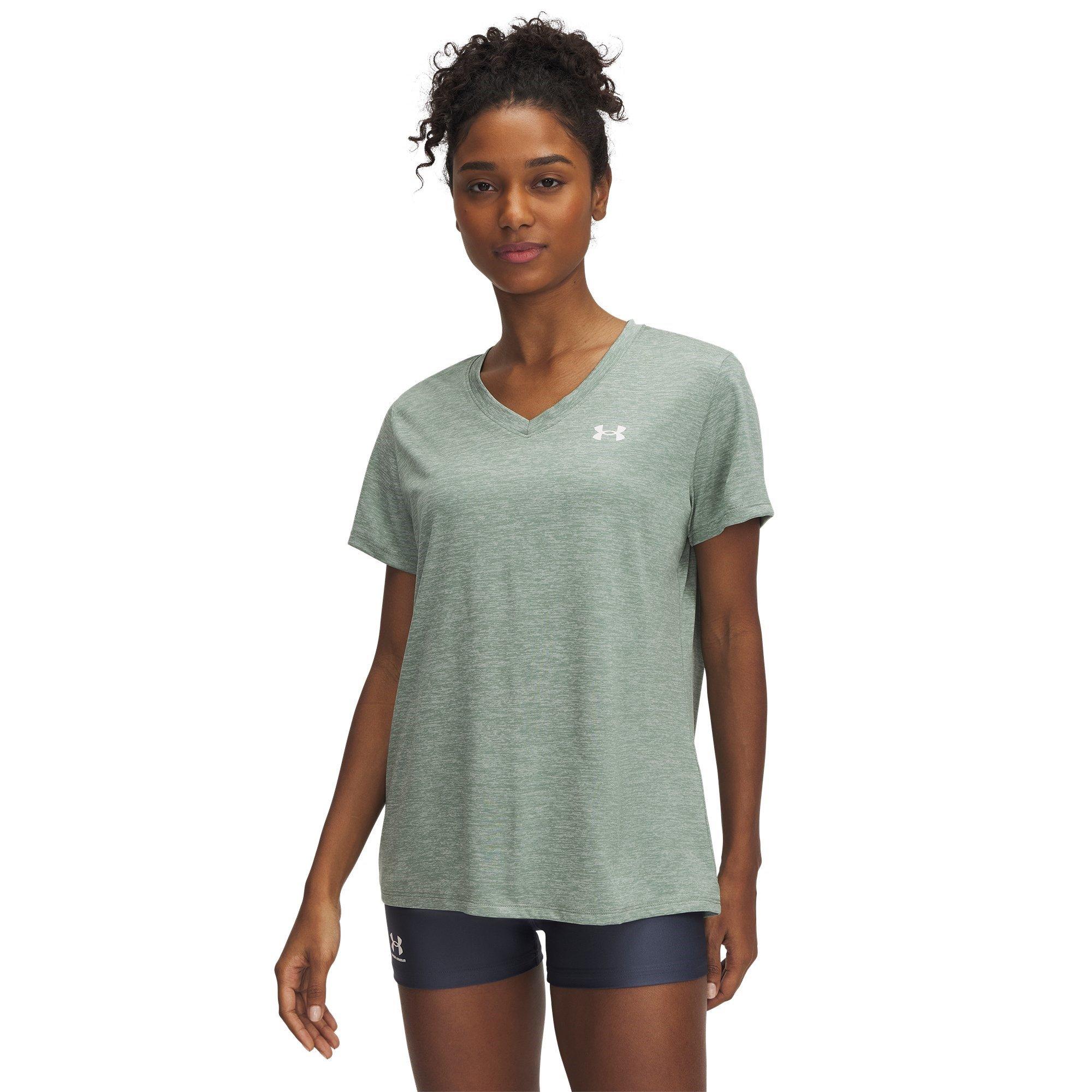 Under Armour Women's Tech™ Twist V-Neck Short Sleeve - Silica Green - 8 (XS)