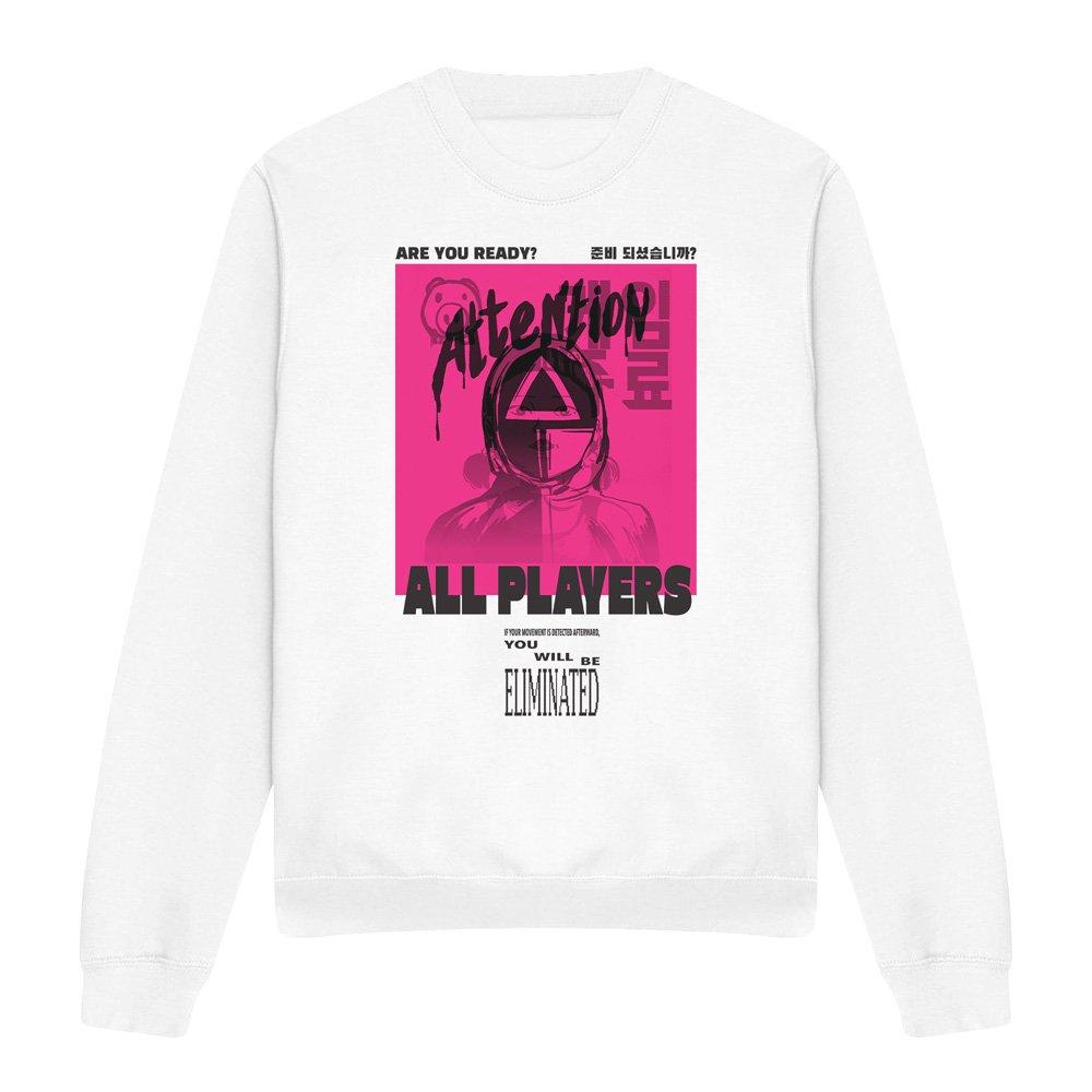 White - Squid Game - SQUID GAME ATTENTION GUARD Sweatshirt White - 4