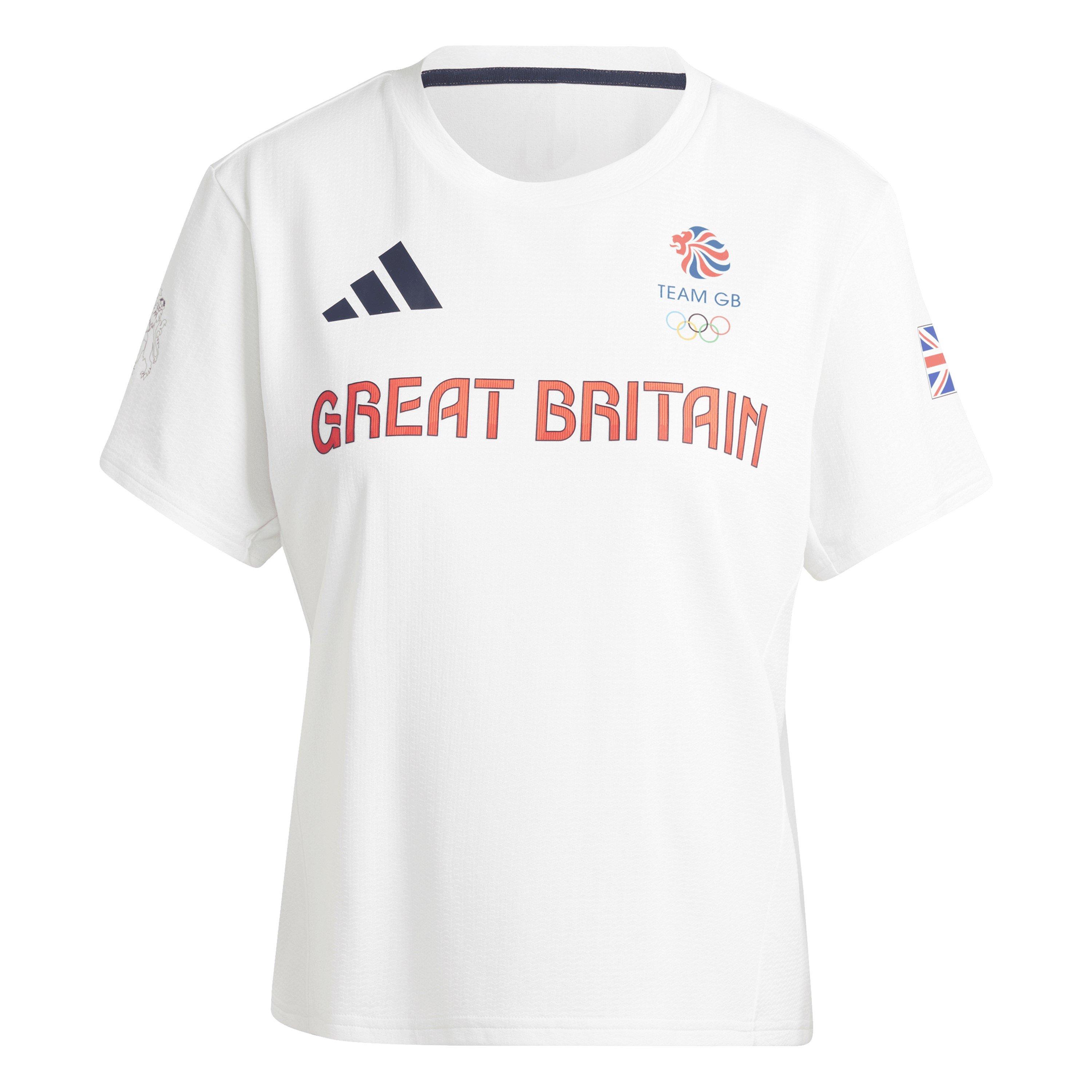 Adidas Women's Team Gb Short Sleeve Performance Gym Top - White - 14 (L)