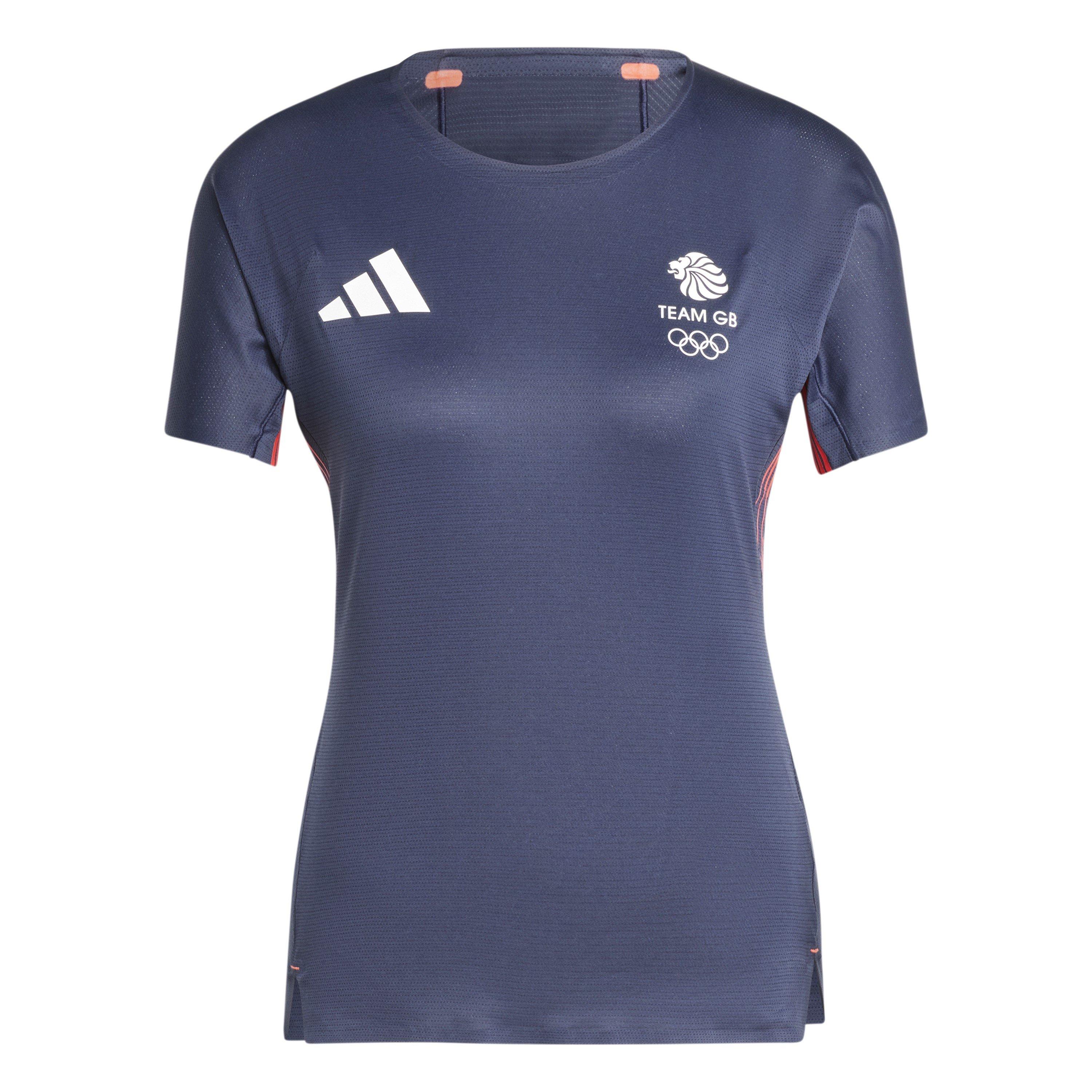 Adidas Women's Rutee Team Gb Short Sleeve Performance Gym Top - Legend Ink - 14 (L)
