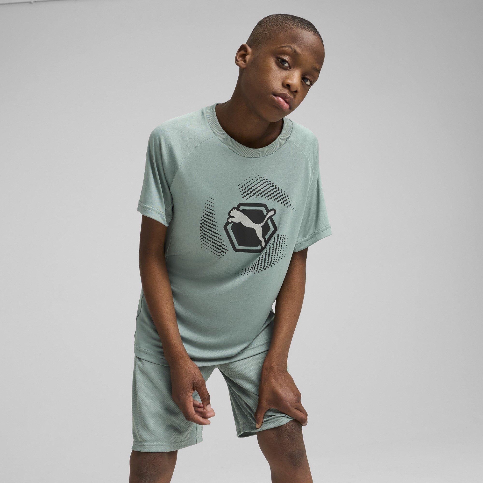 Green Moon - Puma - Kids' Graph Short Sleeve Performance Gym Top - 2