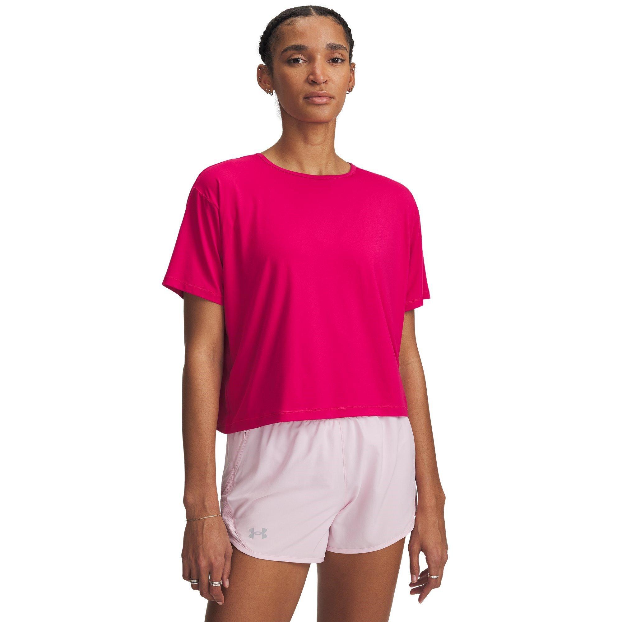 Fuchsia/White - Under Armour - Women's Motion Short-Sleeve Performance Gym Top - 1