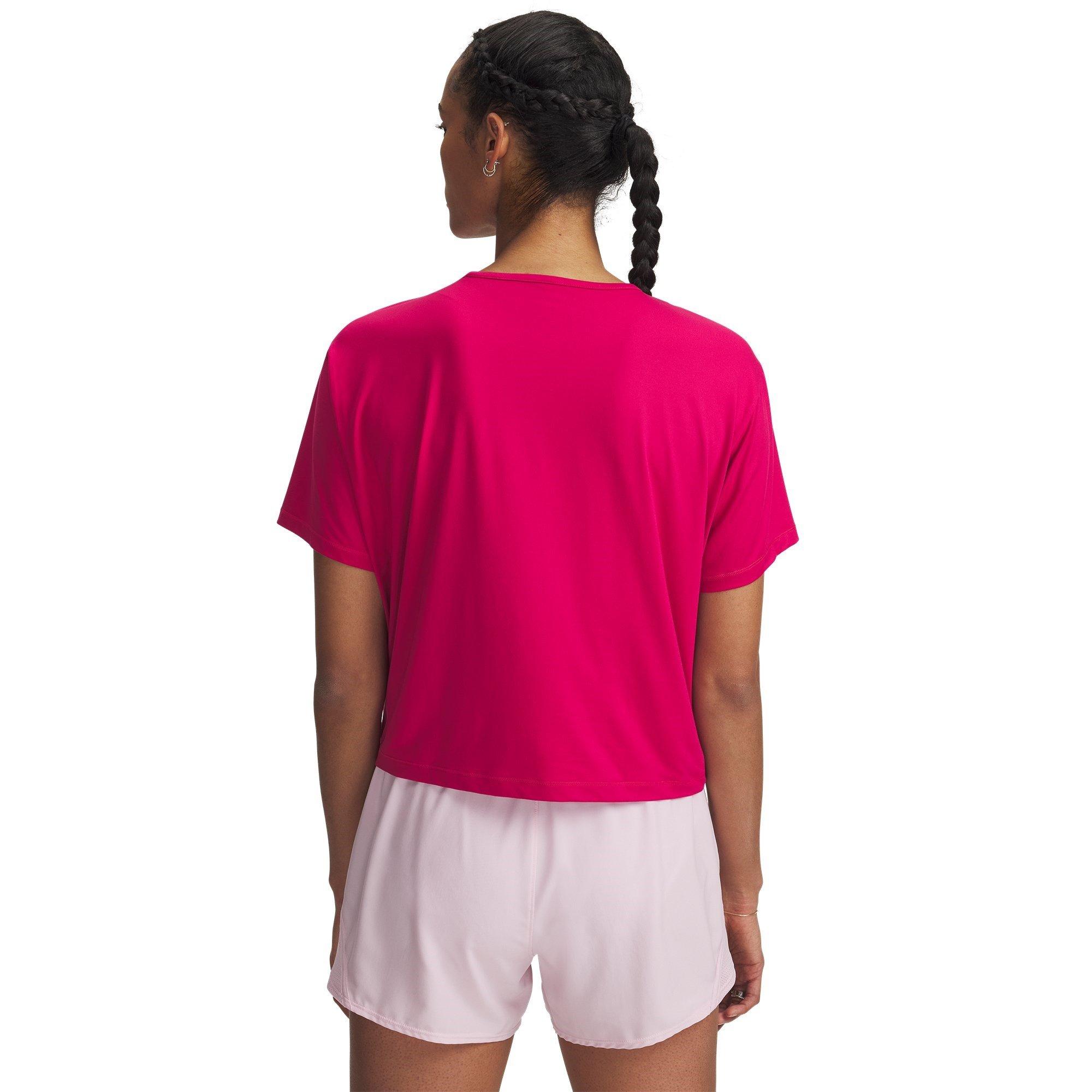 Fuchsia/White - Under Armour - Women's Motion Short-Sleeve Performance Gym Top - 2