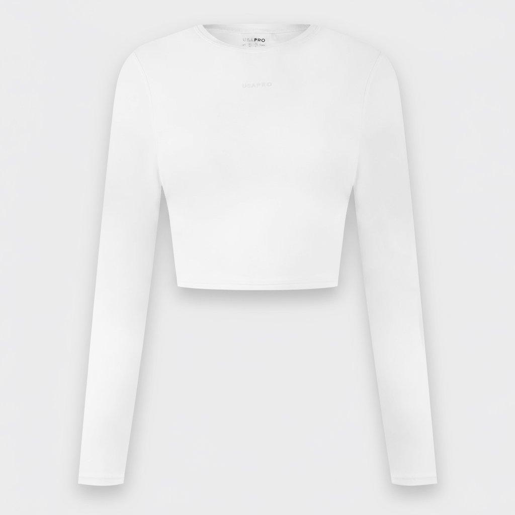 Usa Pro Women's Long Sleeve Crop Top - Cream - 16 (44)