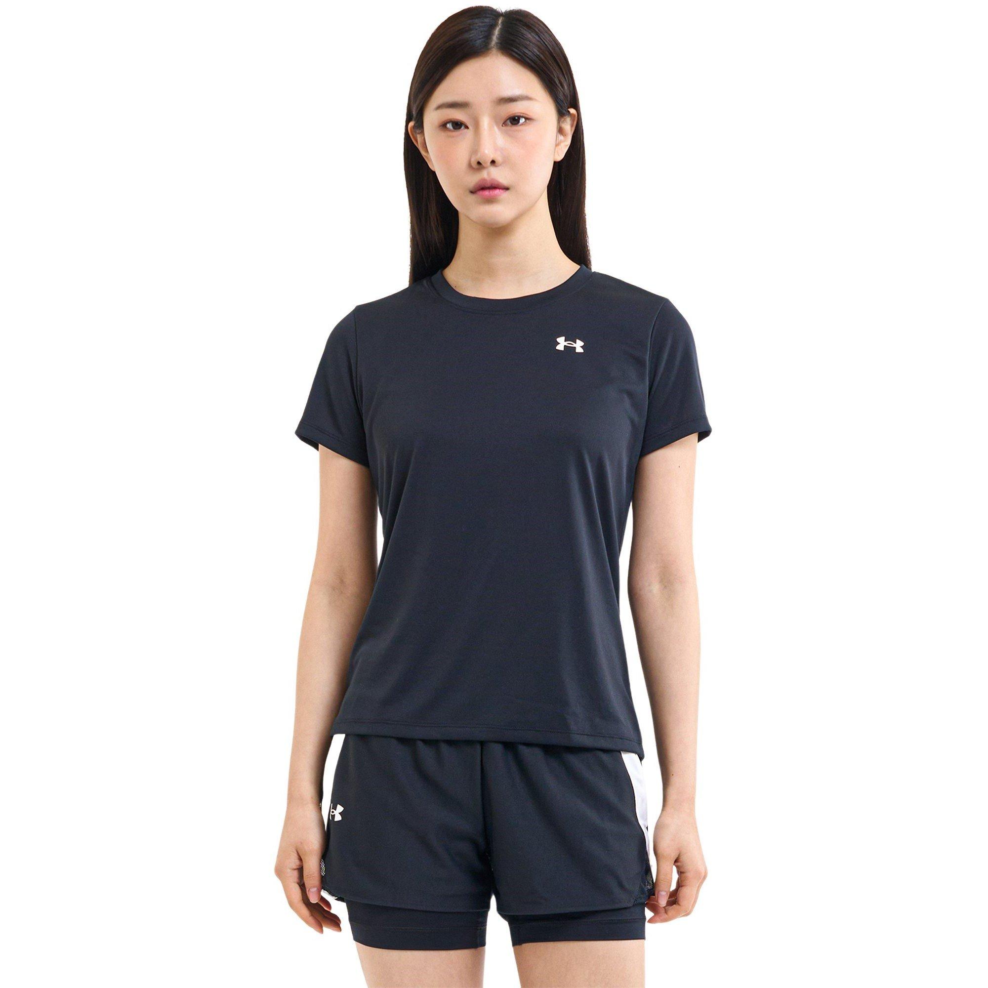 Black/White - Under Armour - Women's Tech Solid Short Sleeve Performance Gym Top - 5