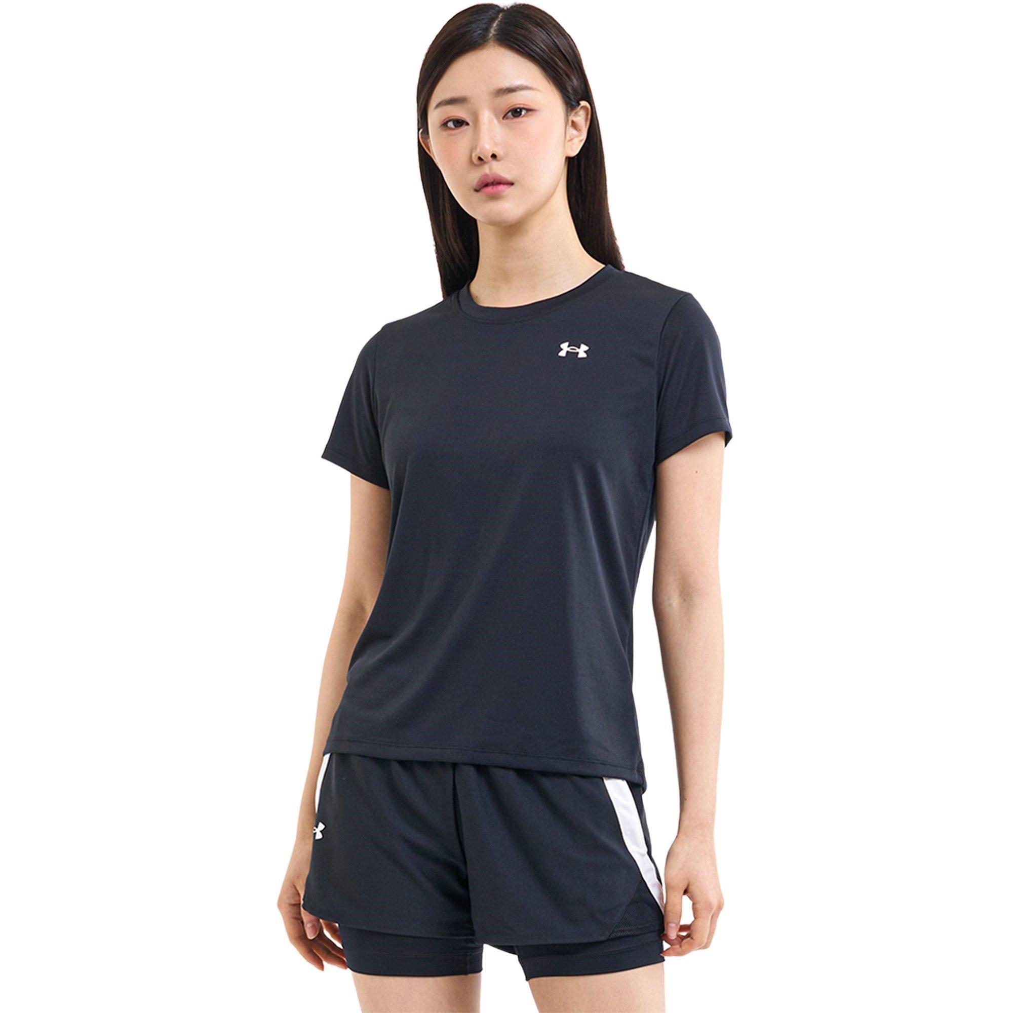 Black/White - Under Armour - Women's Tech Solid Short Sleeve Performance Gym Top - 9