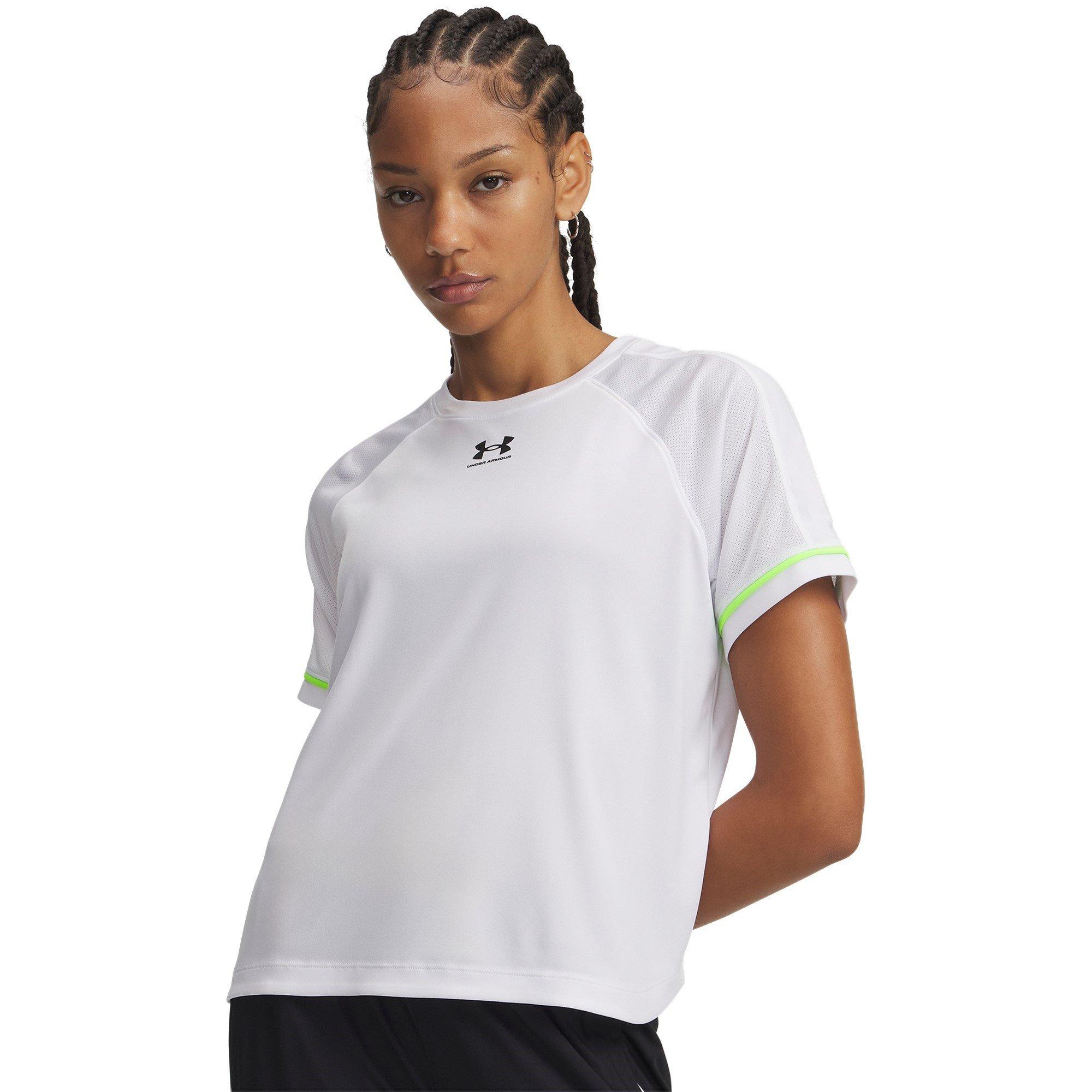 White/Black - Under Armour - Women's Challenger Boxy Short Sleeve Performance Gym Top - 1