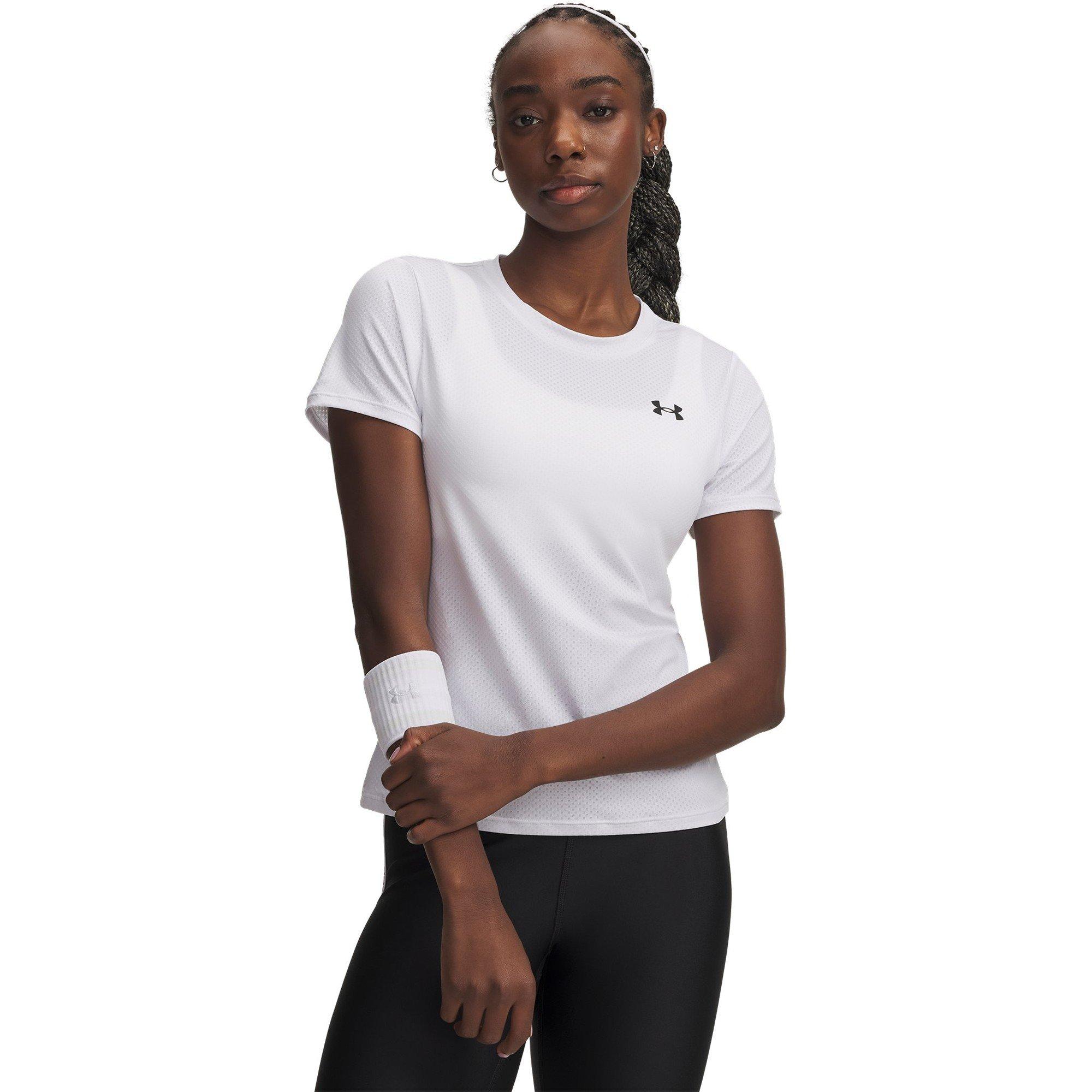 Under Armour Women's Tech™ Mesh Short Sleeve Performance Gym Top - White/Black - 10 (S)