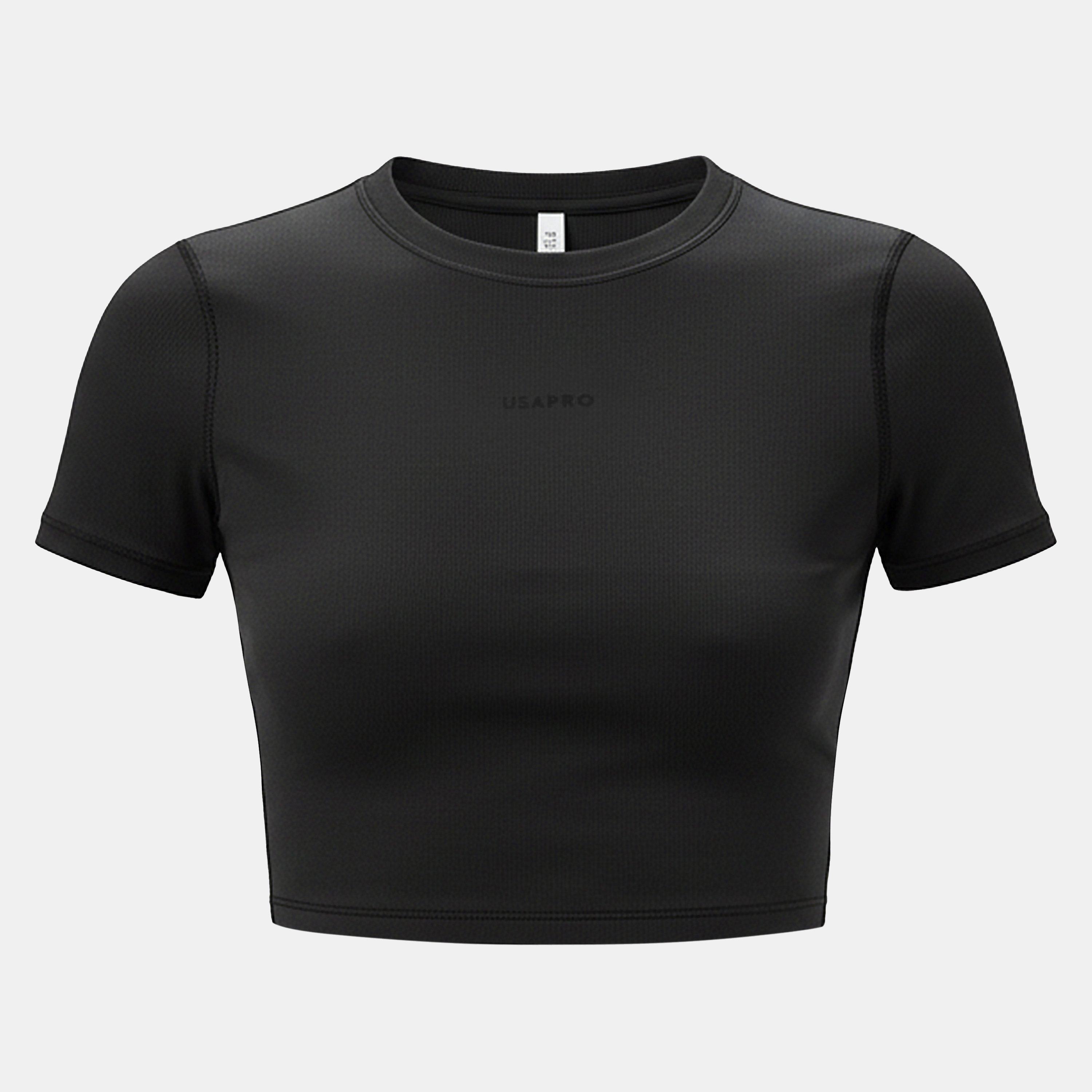 Black - USA Pro - Training SS Crop T-Shirts Womens - 1