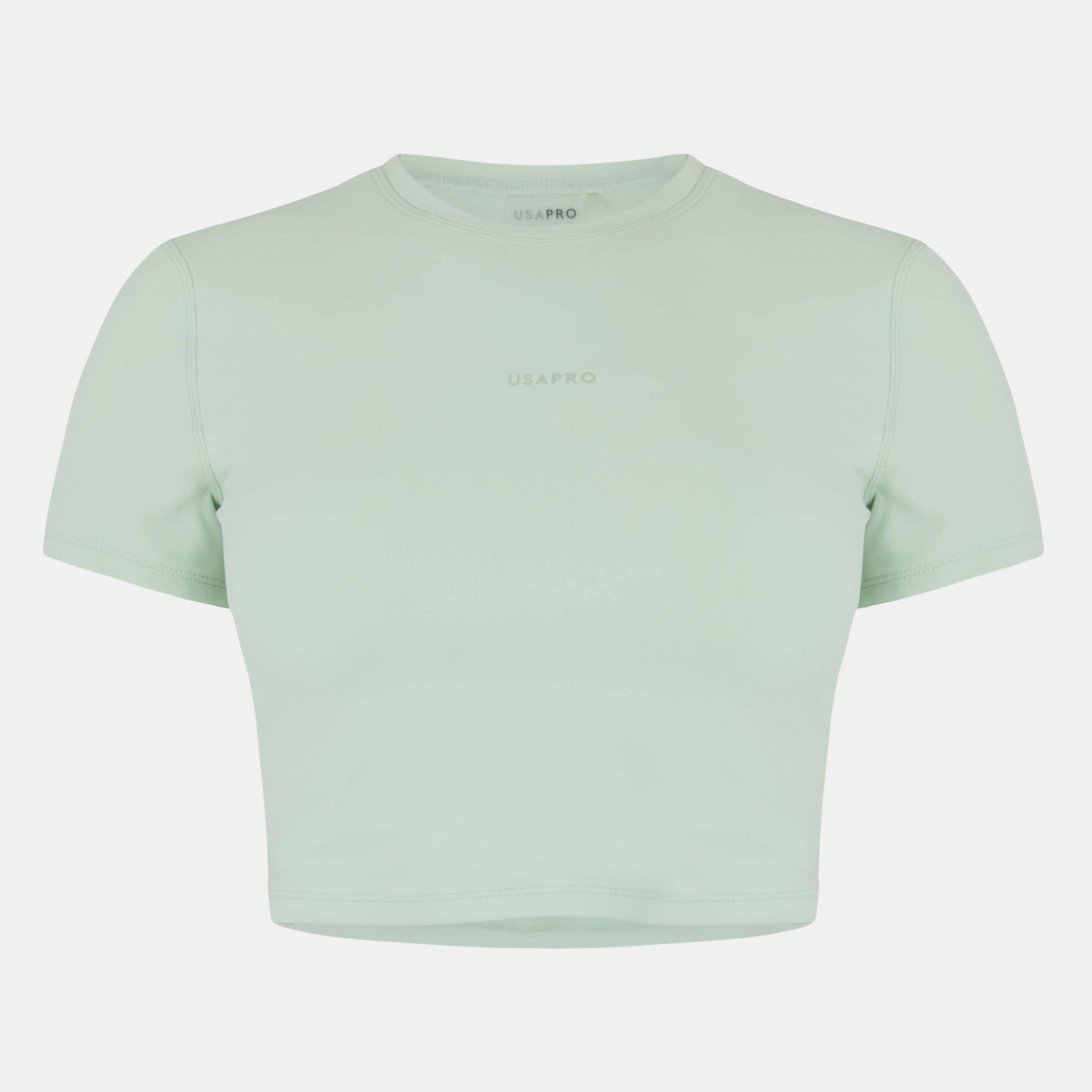 Usa Pro Women's Training Ss Crop T-Shirts - Pistachio - 12 (40)