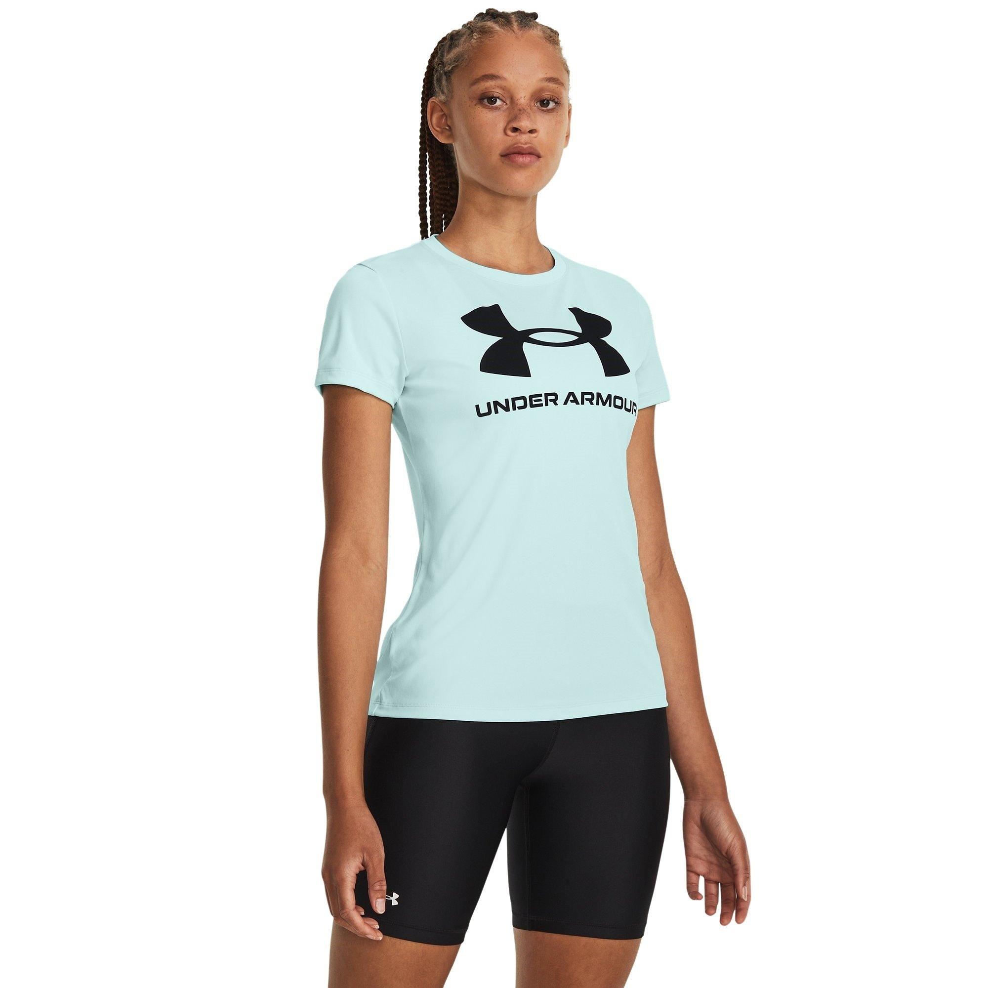 Fuse Teal/Black - Under Armour - Women's Velocity Graphic Short-Sleeve Gym Top - 2