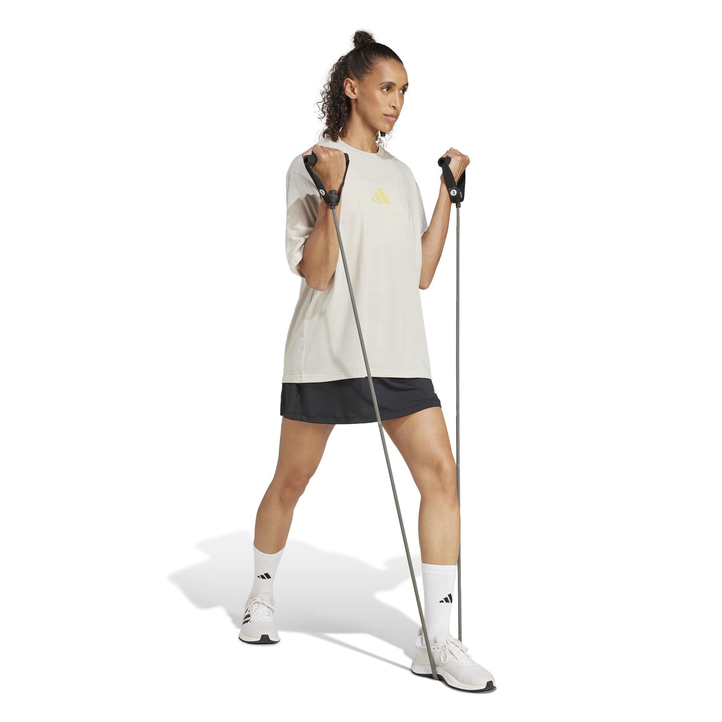 Wonder Alumina - adidas - Women's Box Logo Short-Sleeve Performance Gym Top - 4