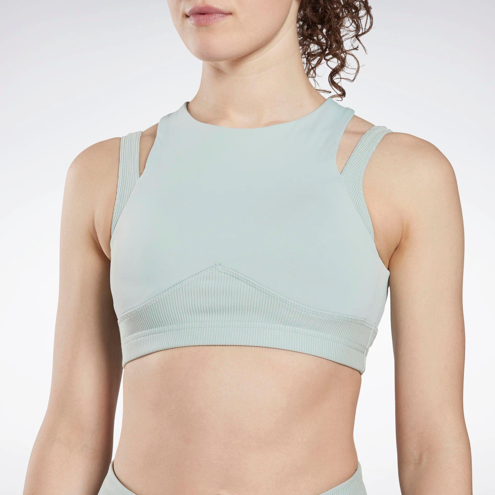 Seaside Grey - Reebok - Studio Layered Womens Medium Support Sports Bra - 4