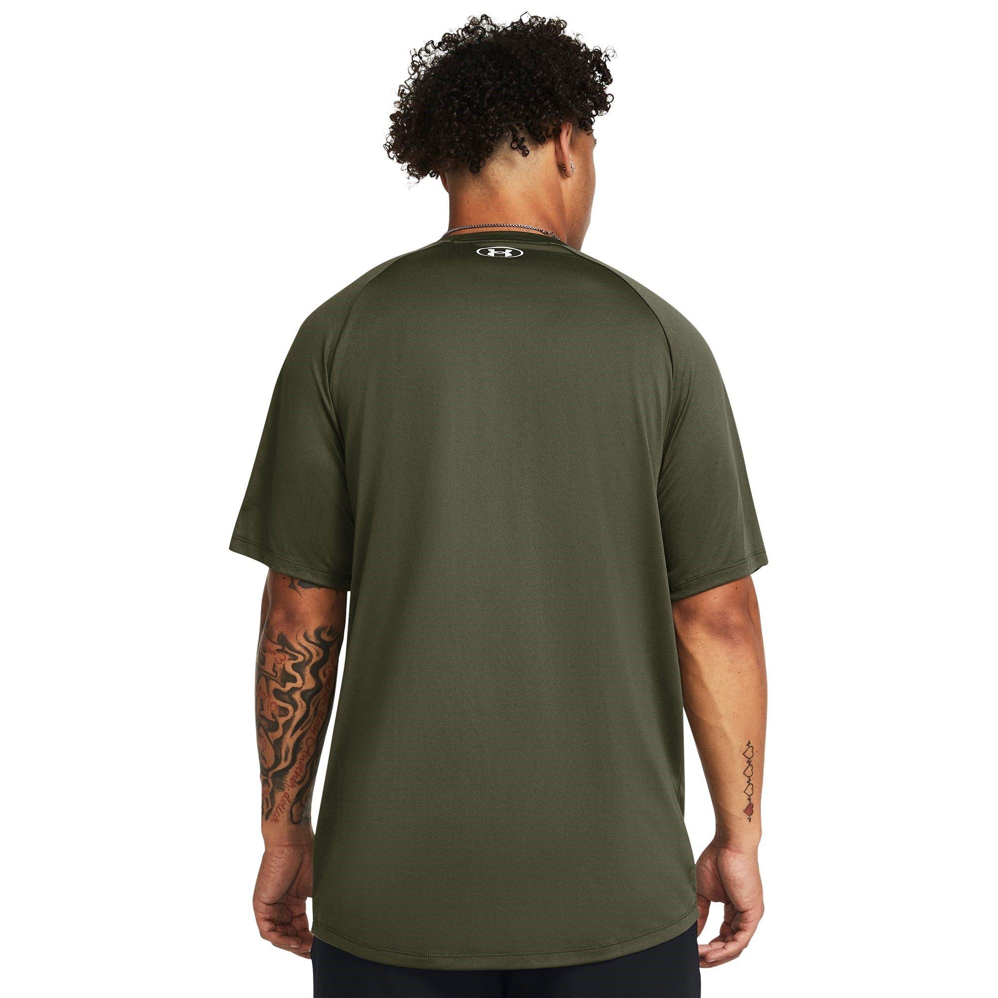 Marine Grn/Wht - Under Armour - Tech Print Short-Sleeve Performance Gym Top - 3