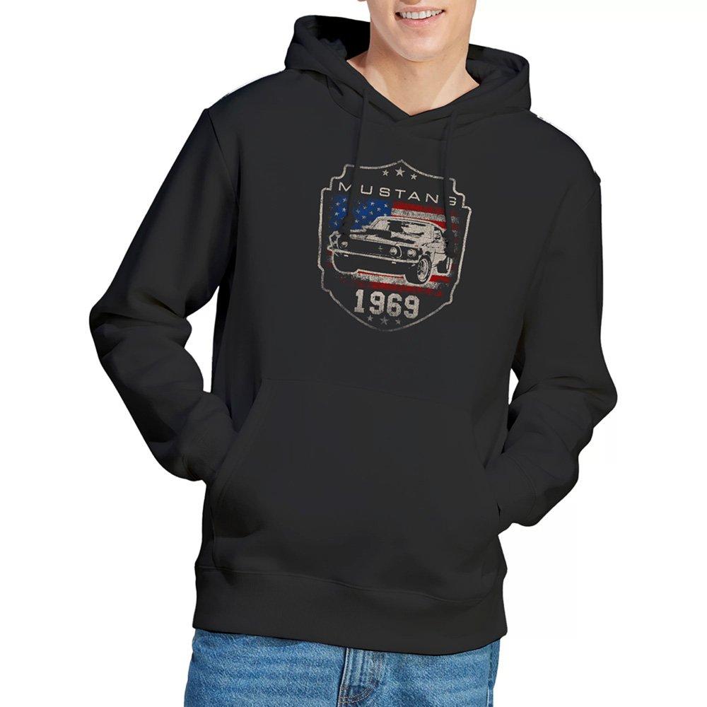 Black - Ford - Ford Mustang 1969 Flag Hoodie Black - 1