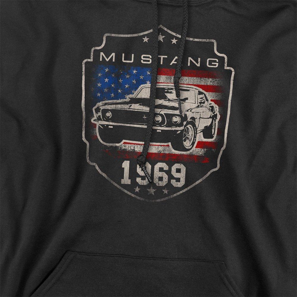 Black - Ford - Ford Mustang 1969 Flag Hoodie Black - 2