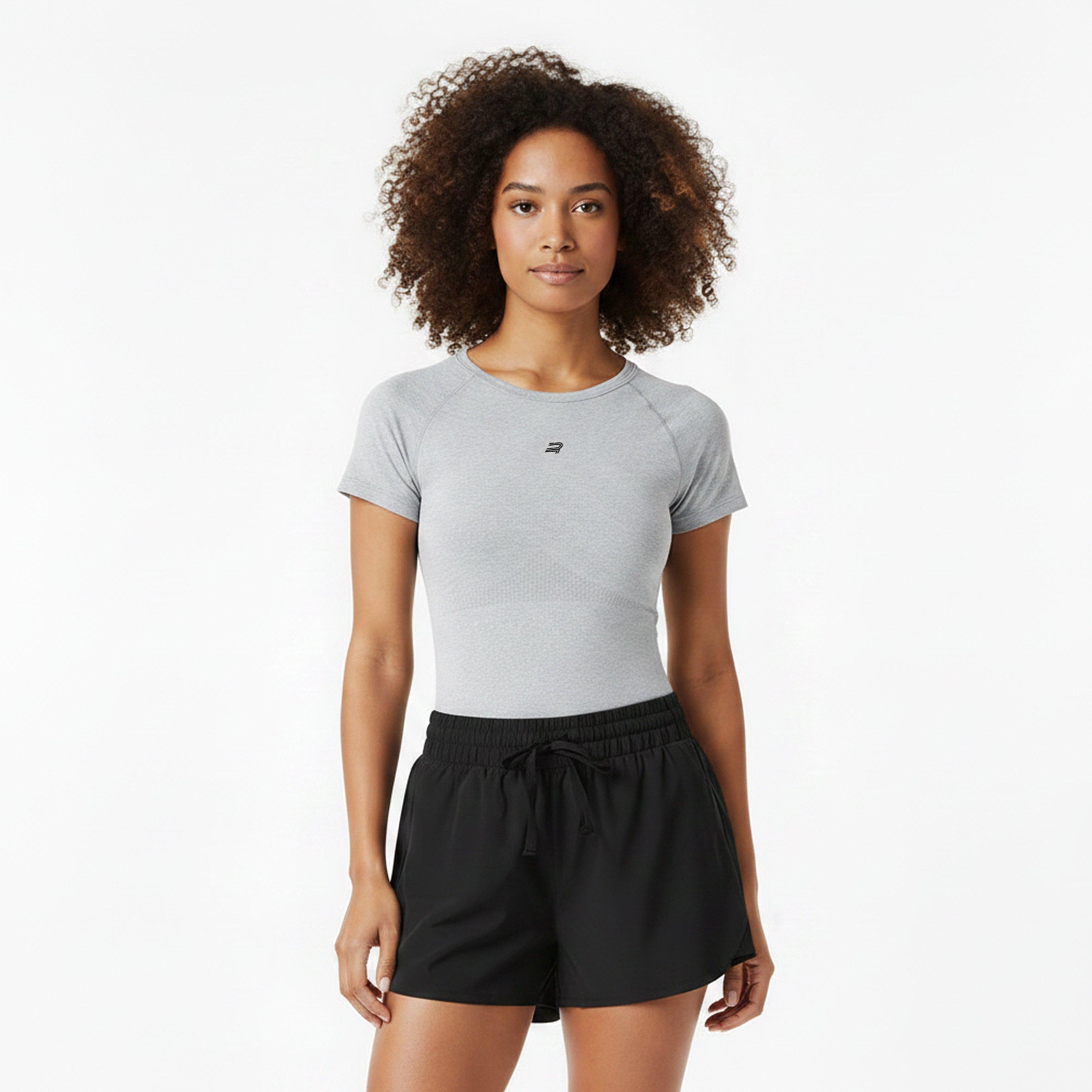 Grey Melange - Rohnisch - Women's Flex Tee Short Sleeve Performance Gym Top - 3