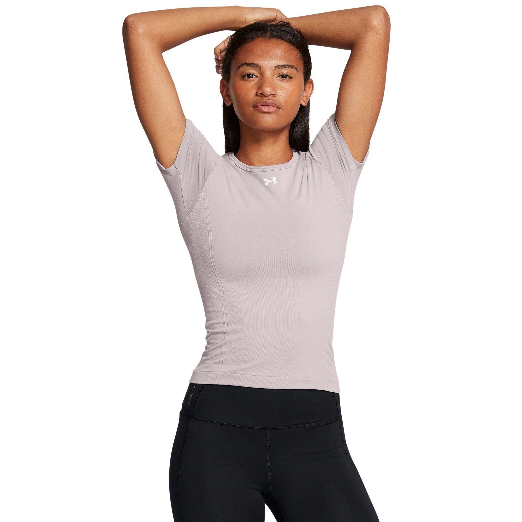 Tetra Gray/Wht - Under Armour - Women's Vanish Seamless Short-Sleeve Performance Gym Top - 2