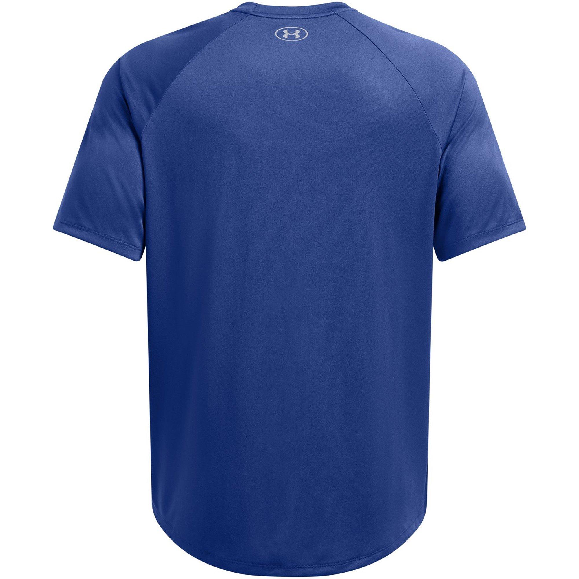 Tech Blue/Gray - Under Armour - Men's Tech Novelty Short-Sleeve Performance Gym Top - 4