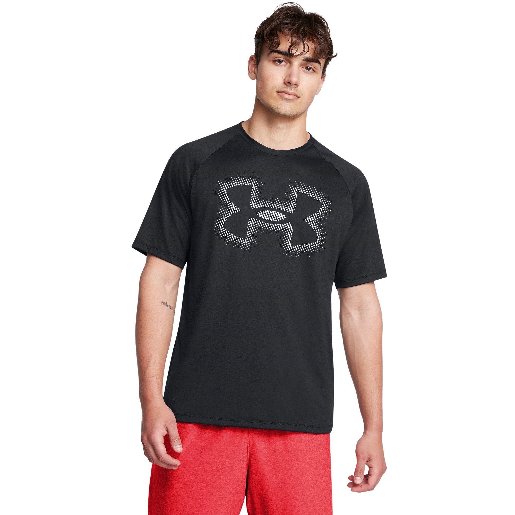 Black/Mod Gray - Under Armour - Tech Novelty Short-Sleeve Performance Gym Top - 2