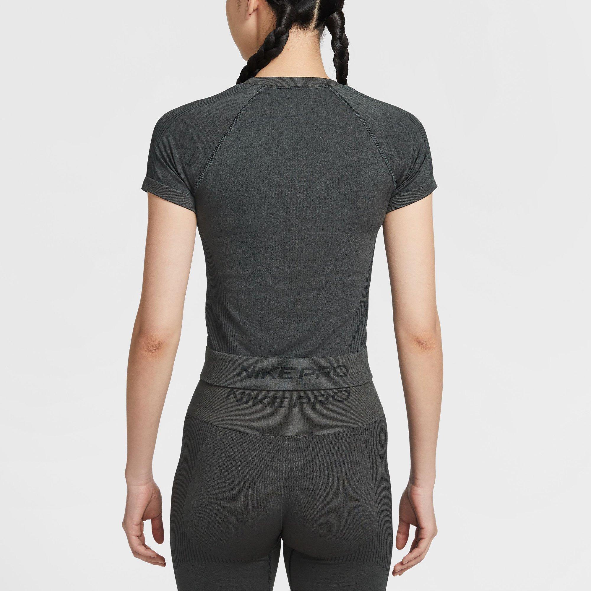 Dk Smoke Grey - Nike - Women's Seamless Short Sleeve Performance Gym Top - 2