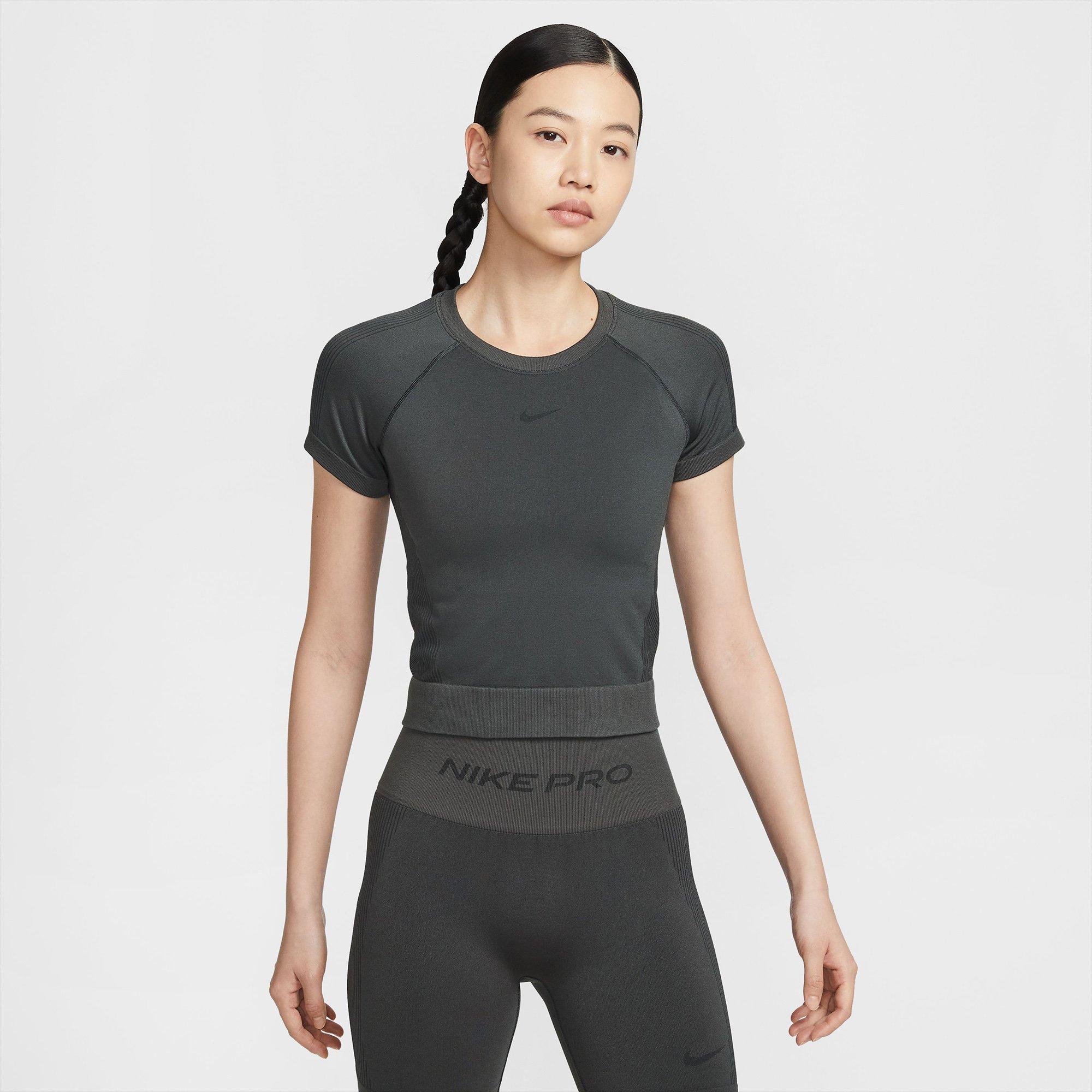 Dk Smoke Grey - Nike - Women's Seamless Short Sleeve Performance Gym Top - 6
