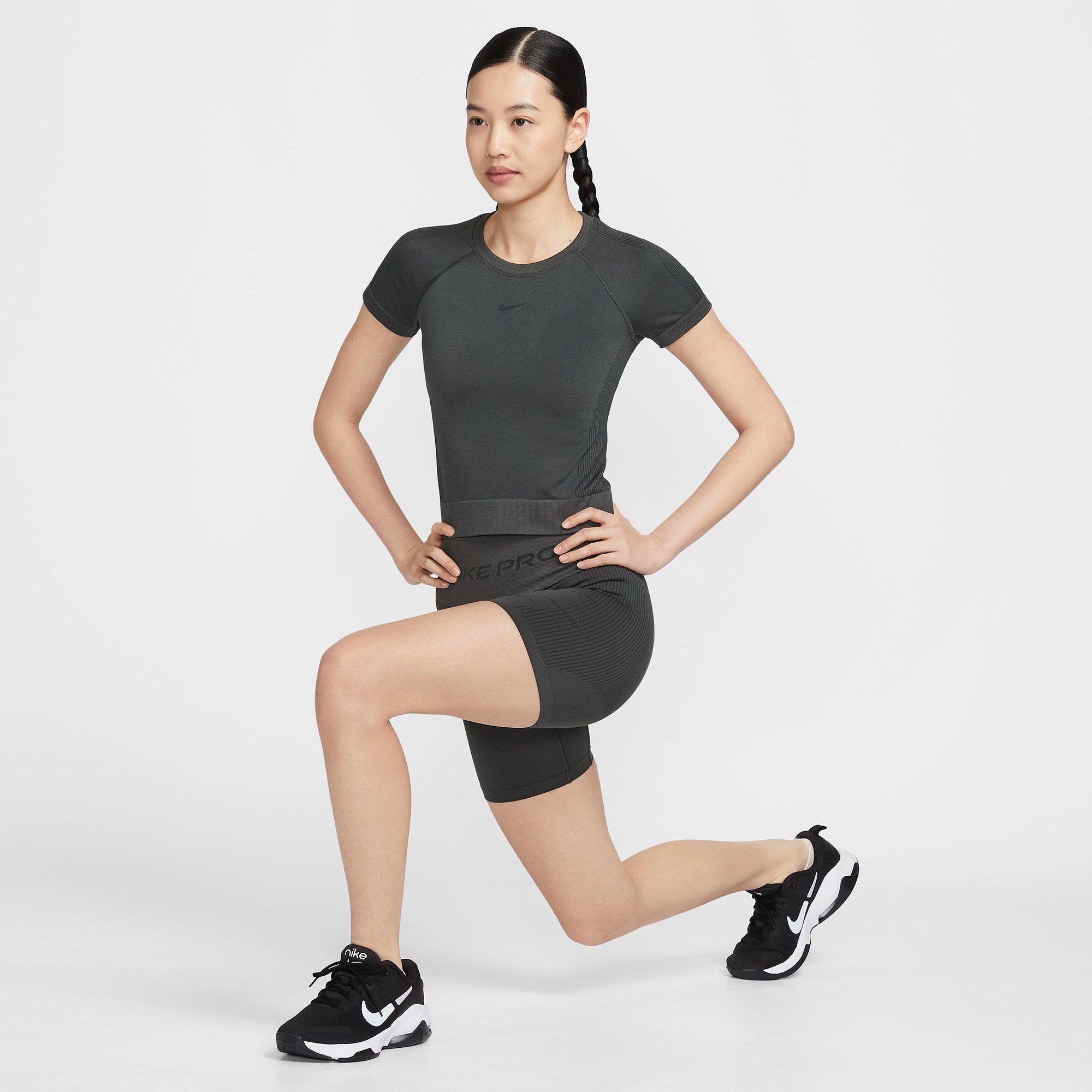 Dk Smoke Grey - Nike - Women's Seamless Short Sleeve Performance Gym Top - 7