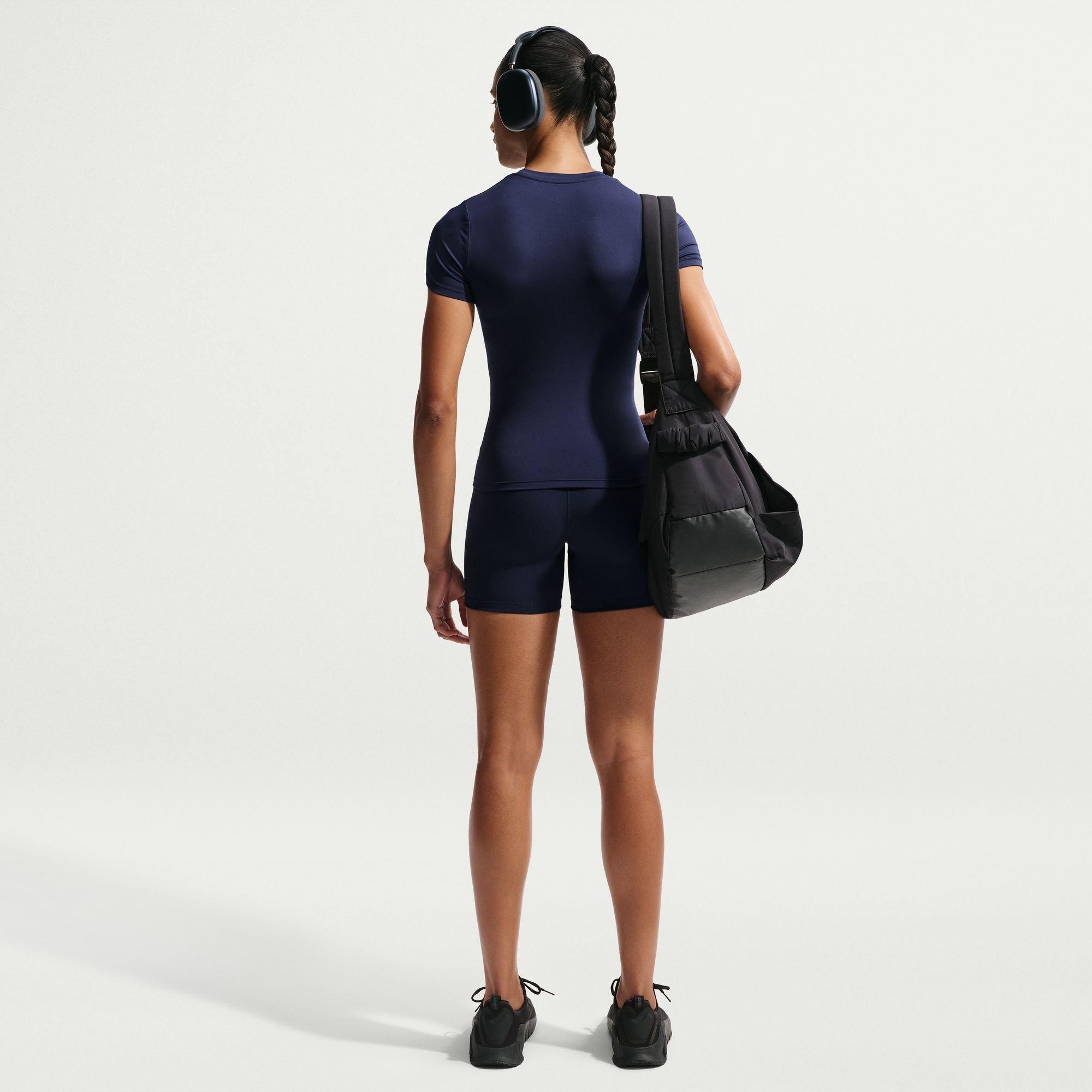 Blu Marino/Bianco - Nike - Women's One Fitted Short Sleeve Performance Gym Top - 4