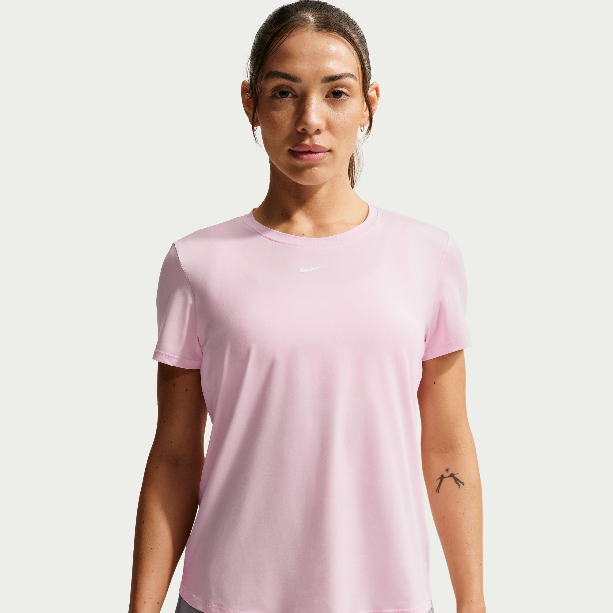 Nike Women's Dri-Fit One Standard Fit Short-Sleeve Top - Pink Foam - 16 (XL)