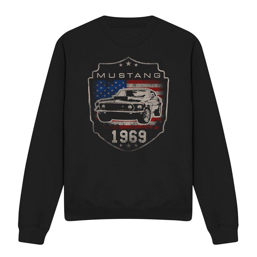Black - Ford - Ford Mustang 1969 Flag Sweatshirt Black - 4