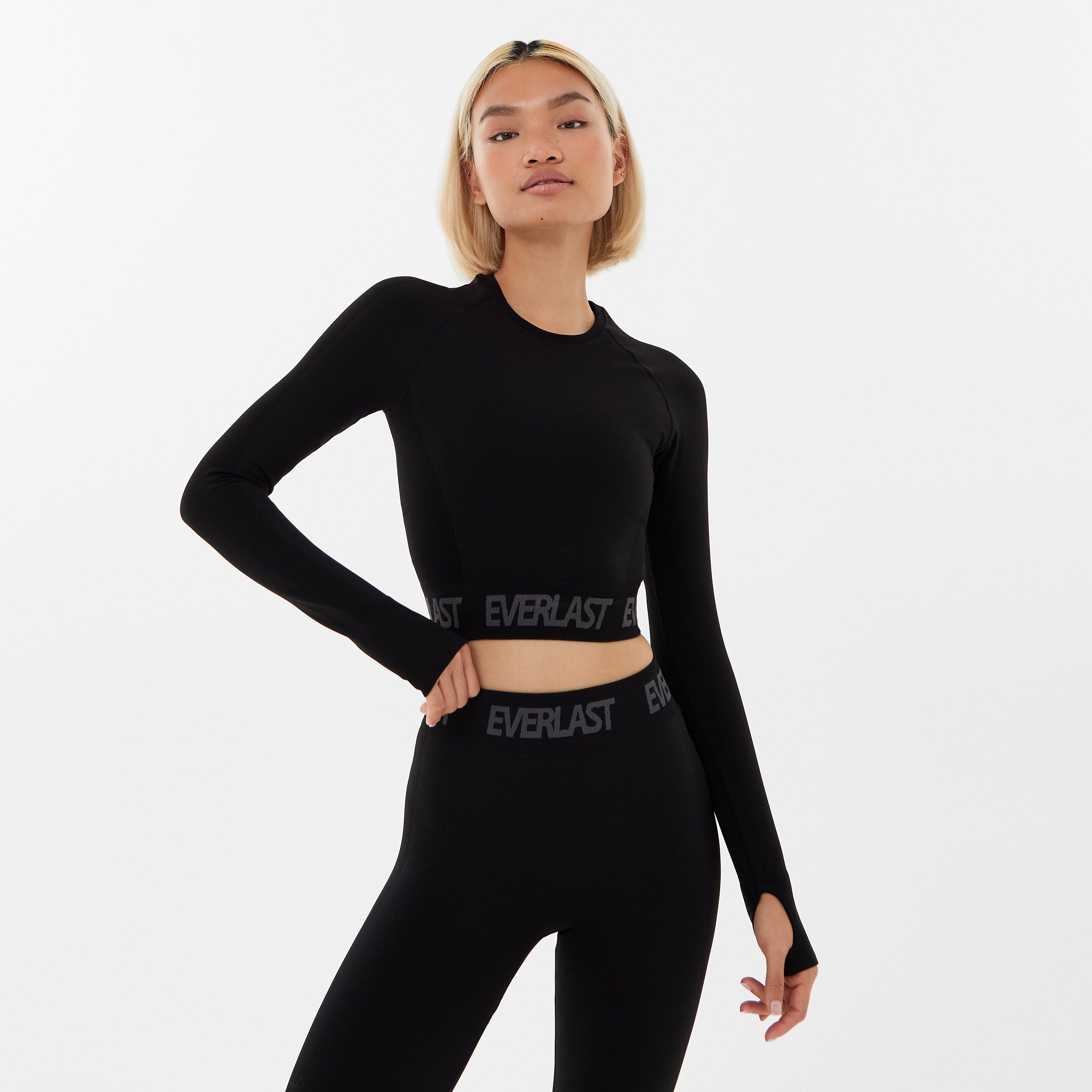 Everlast Women's Seamless Long Sleeve Crop Top - Jet Black - 6 (34)
