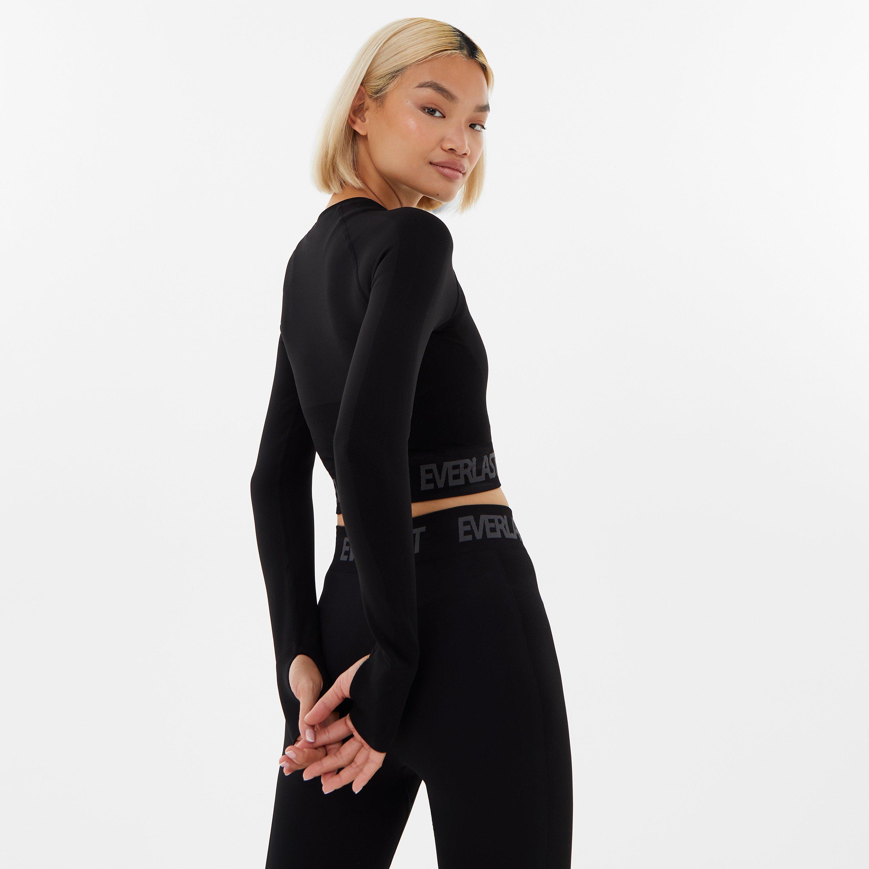 Jet Black - Everlast - Seamless Long Sleeve Crop Top Womens - 2