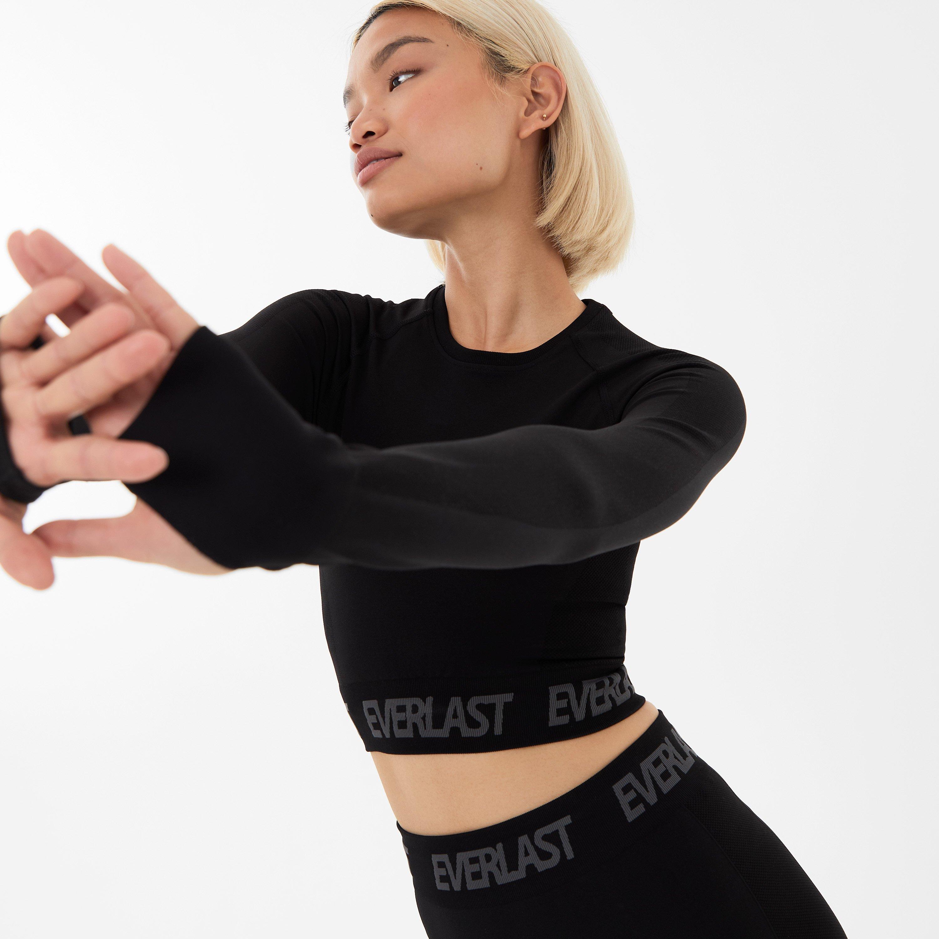 Jet Black - Everlast - Seamless Long Sleeve Crop Top Womens - 3