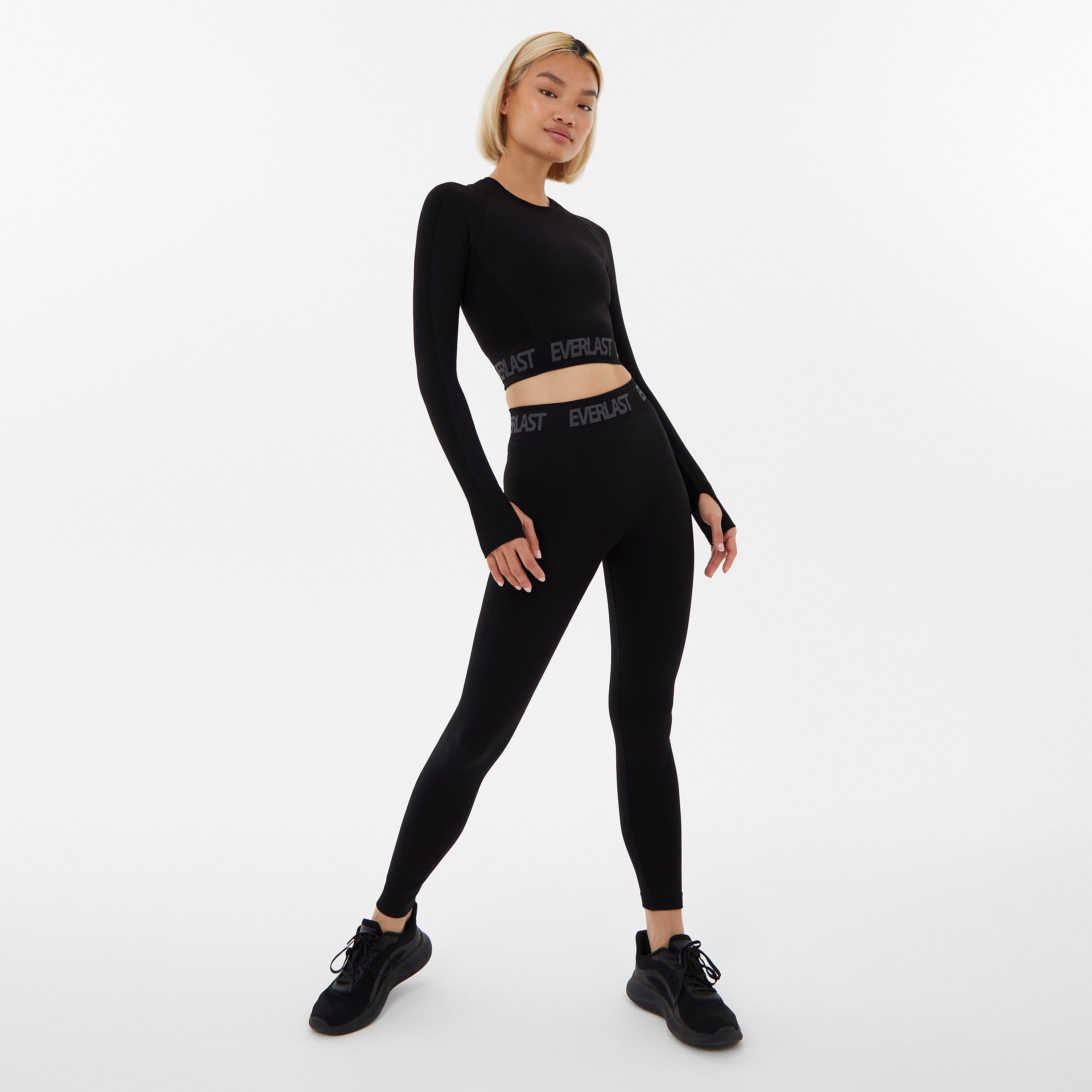 Jet Black - Everlast - Seamless Long Sleeve Crop Top Womens - 4