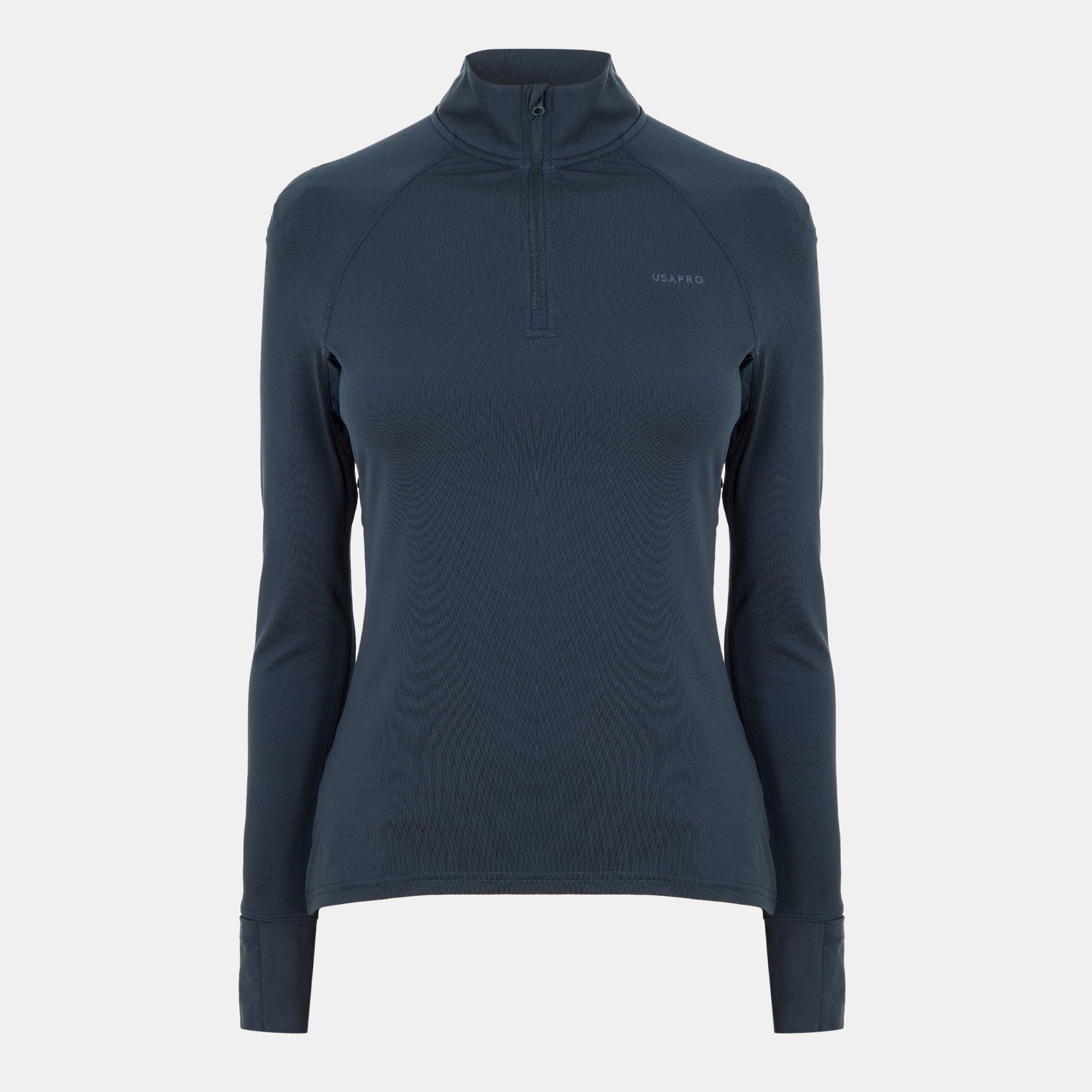 Usa Pro Women's Long Sleeve Quarter Zip Top - Navy - 12 (40)