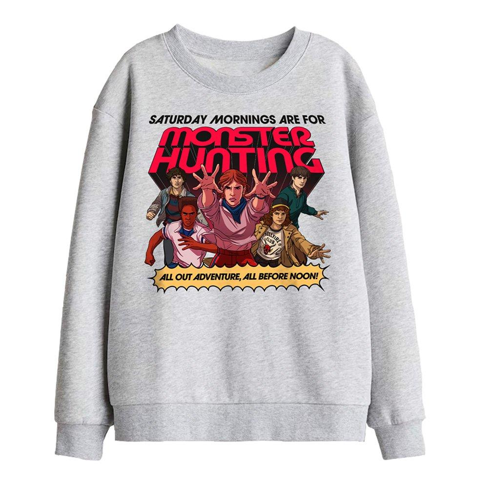 Light Grey - Stranger Things - Stranger Things Monster Hunting Kids Sweatshirt A - 1