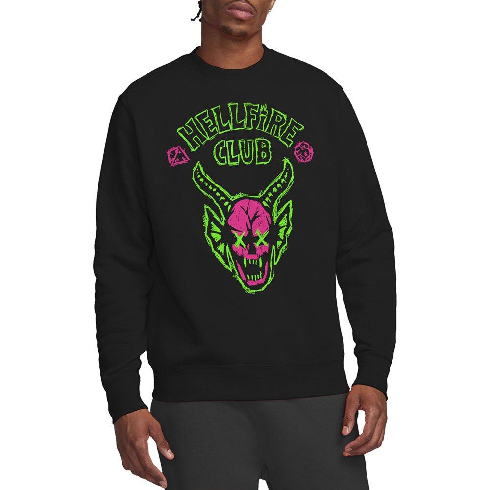 Black - Stranger Things - Stranger Things Hellfire Neon Sketch Logo Sweatshi - 1