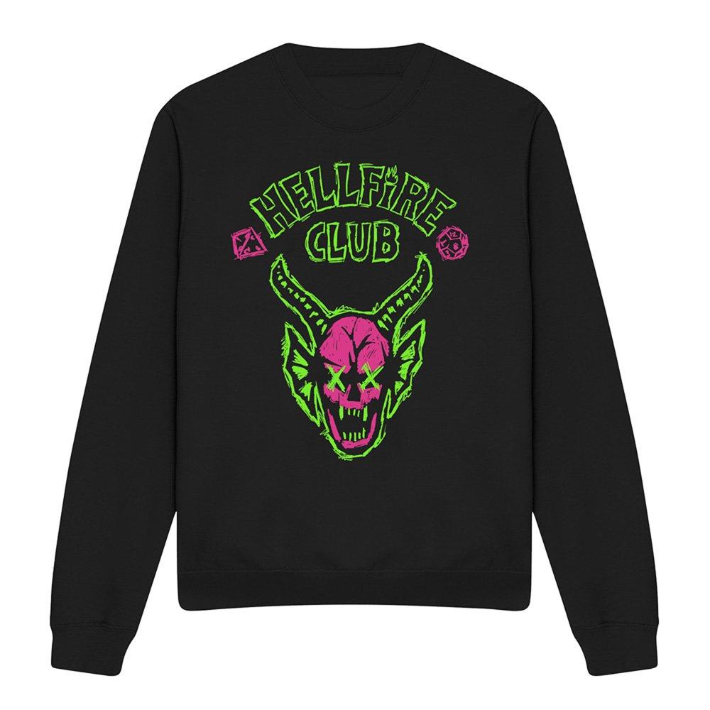 Black - Stranger Things - Stranger Things Hellfire Neon Sketch Logo Sweatshi - 4