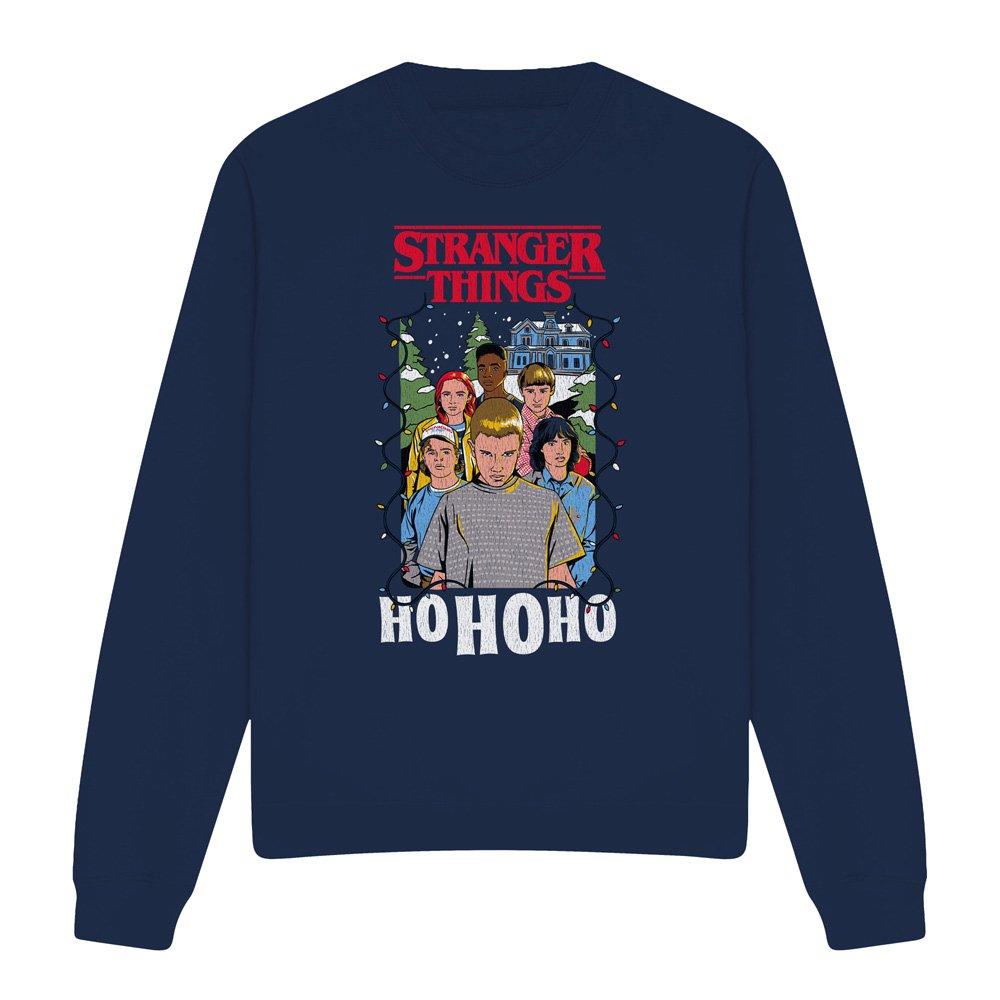 Navy - Stranger Things - Stranger Things Group Ho Ho Ho Christmas Sweatshir - 4