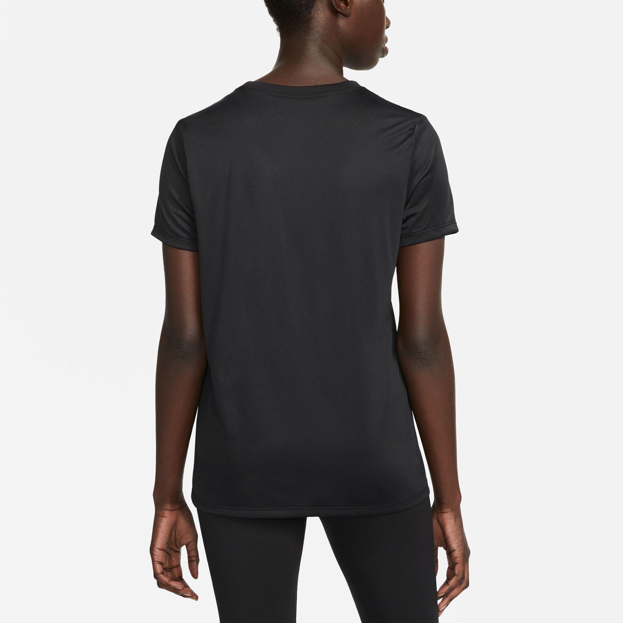 Black/White - Nike - Dri FIT Swoosh Logo Womens Performance T Shirt - 2