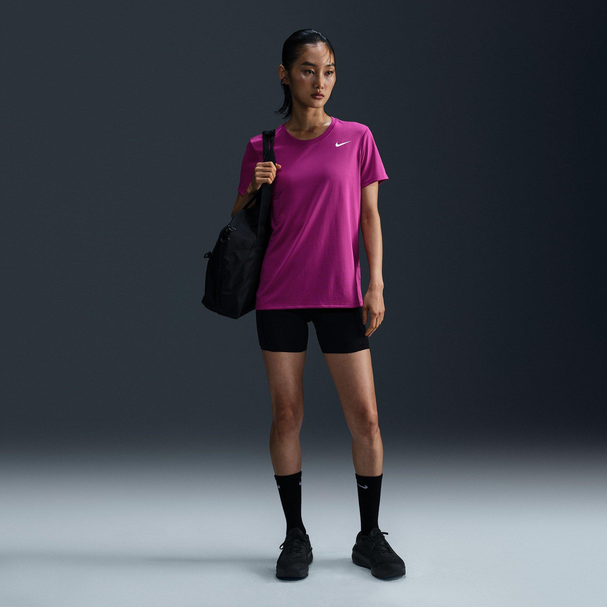 Hot Fuchsia - Nike - Nike Dri FIT Swoosh Logo Womens Performance T Shirt - 5