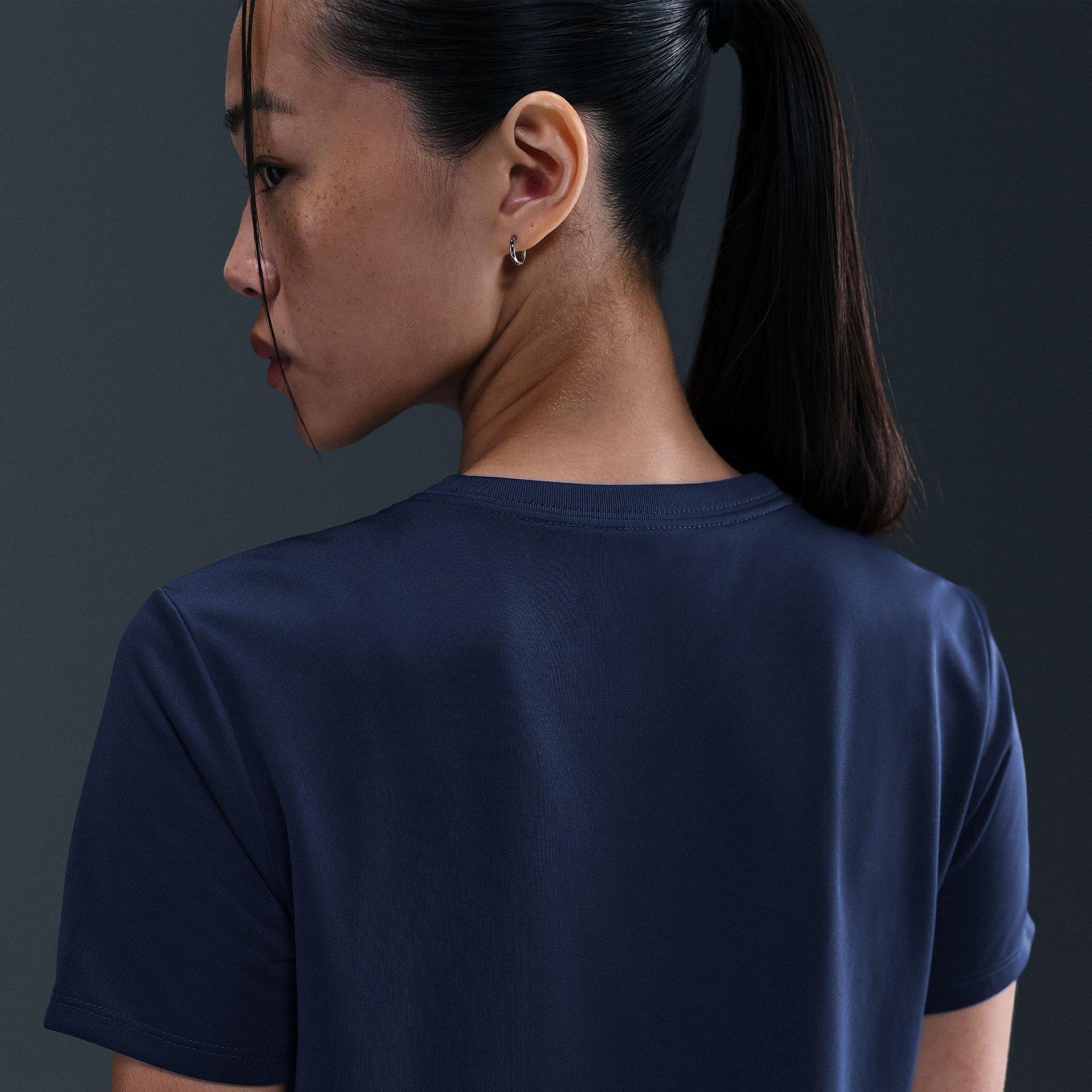 Mid.Navy/White - Nike - Dri FIT Swoosh Logo Womens Performance T Shirt - 4