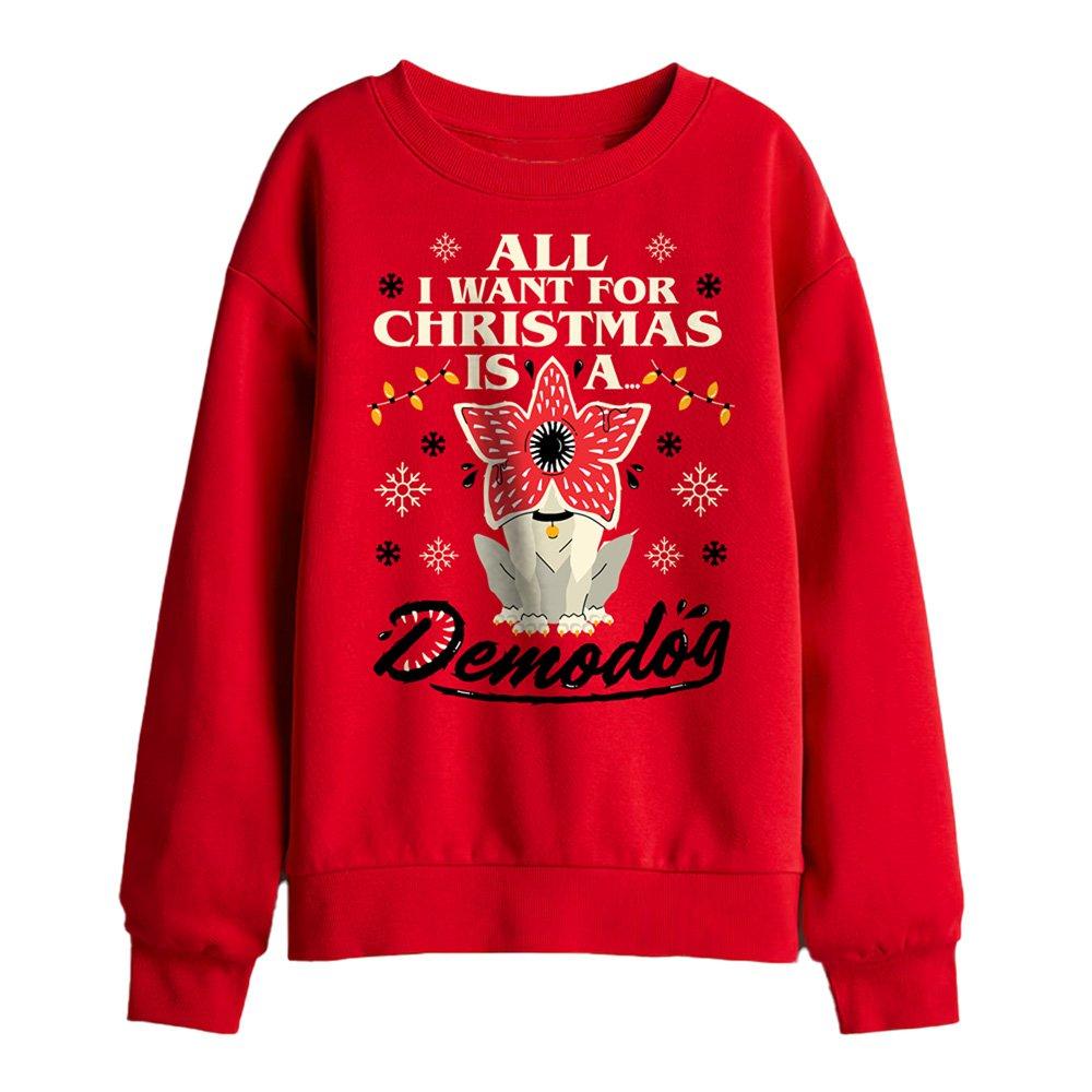 Red - Stranger Things - Stranger Things Demodog Christmas Kids Sweatshirt - 1