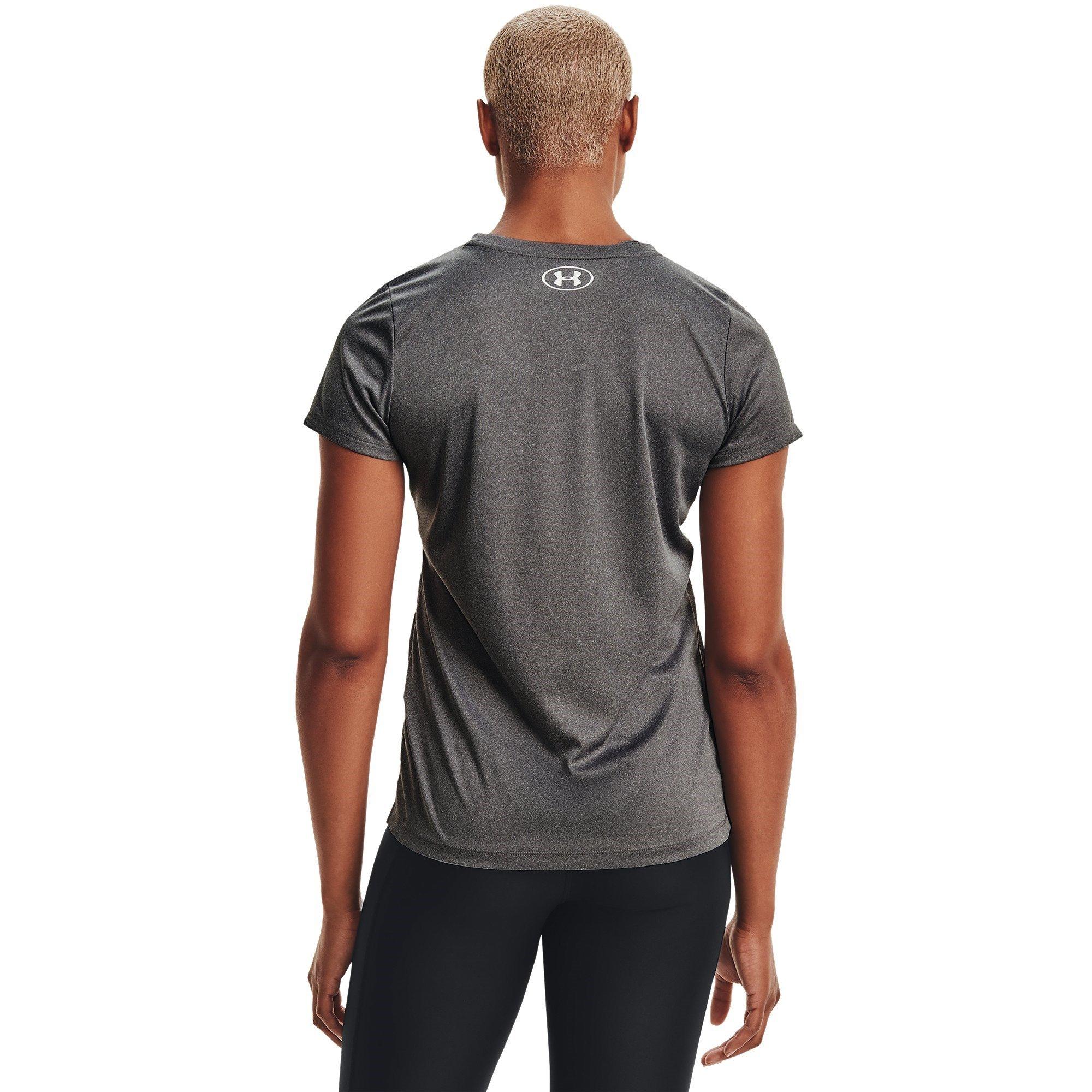 Crbon Hthr/Silv - Under Armour - Velocity Solid Crew Womens T Shirt - 3